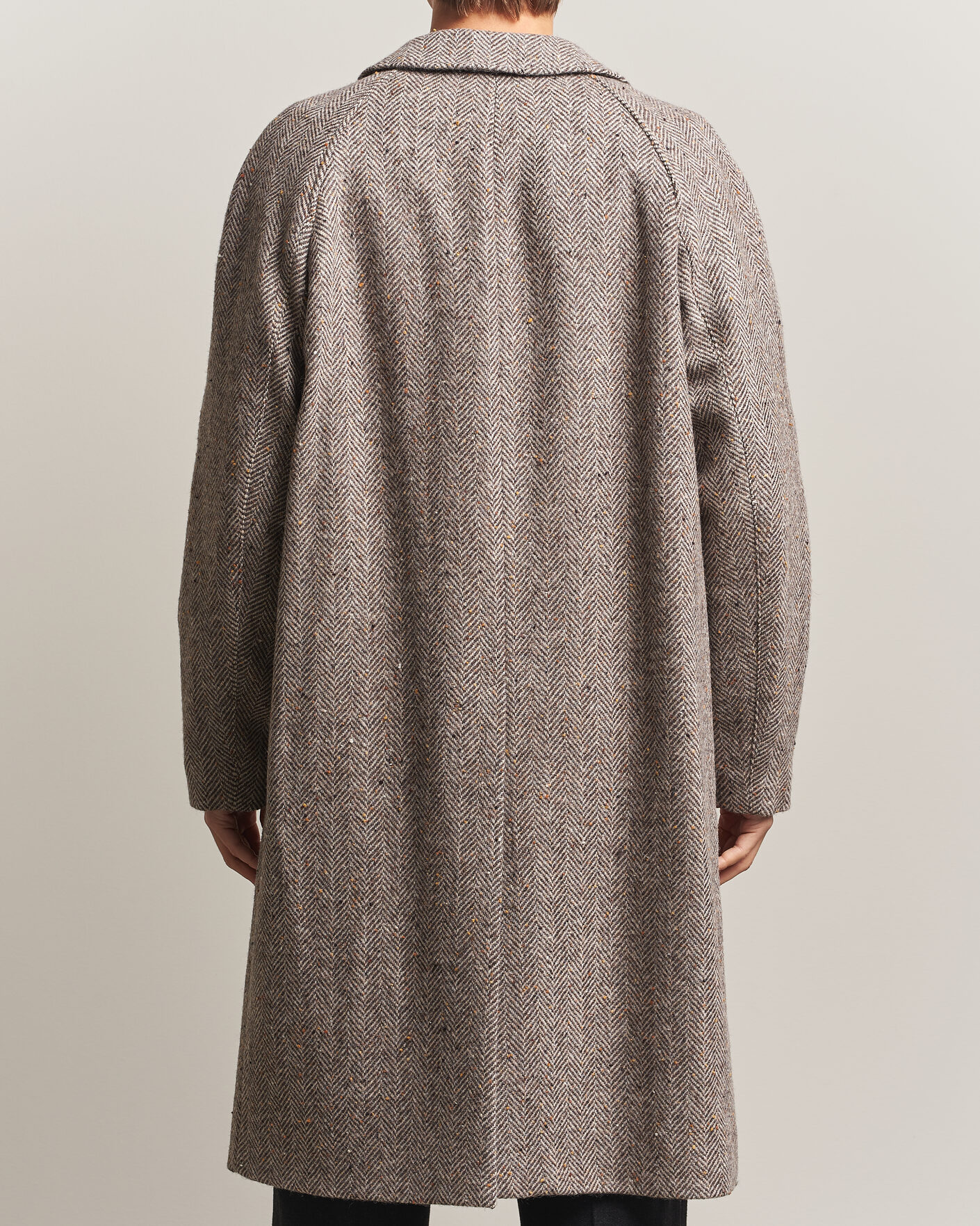 Heren | Jassen | Oscar Jacobson | Raglan Herringbone Wool Coat Beige