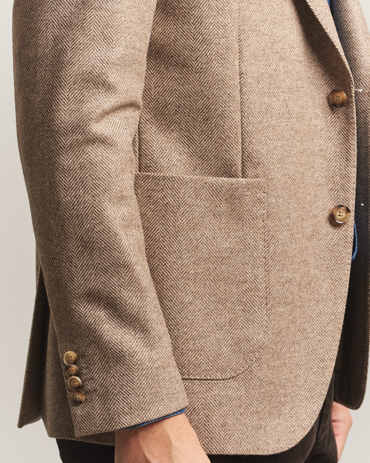 Heren | Blazers | Oscar Jacobson | Fogerty Herringbone Wool Blazer Beige