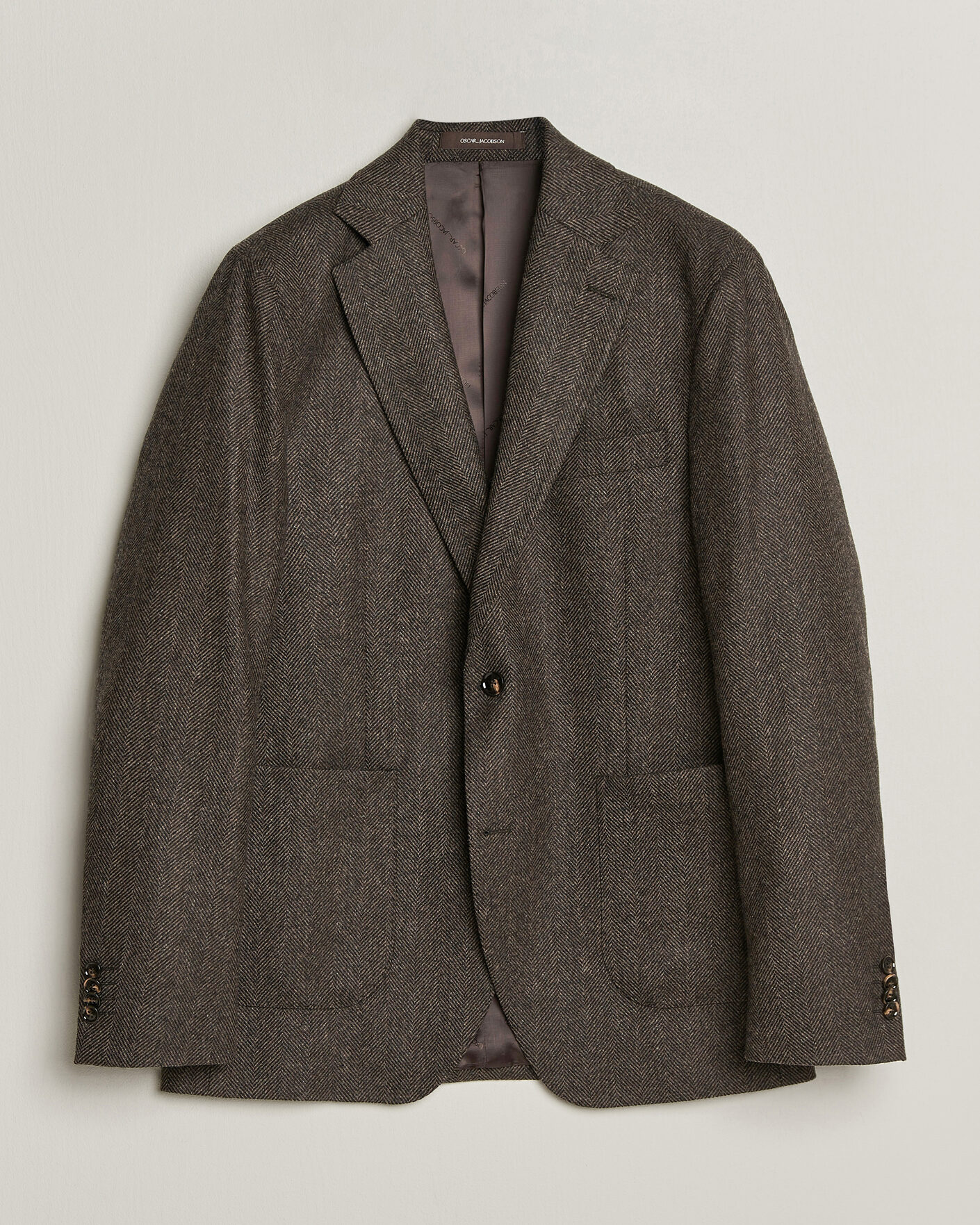 Heren | Blazers | Oscar Jacobson | Fogerty Herringbone Wool Blazer Brown