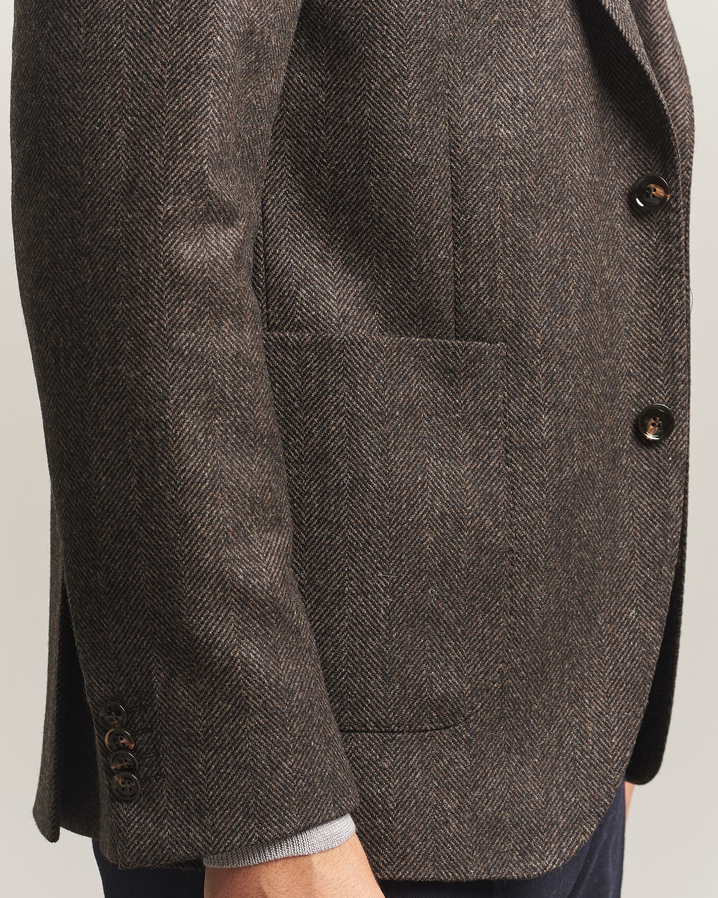 Heren | Blazers | Oscar Jacobson | Fogerty Herringbone Wool Blazer Brown