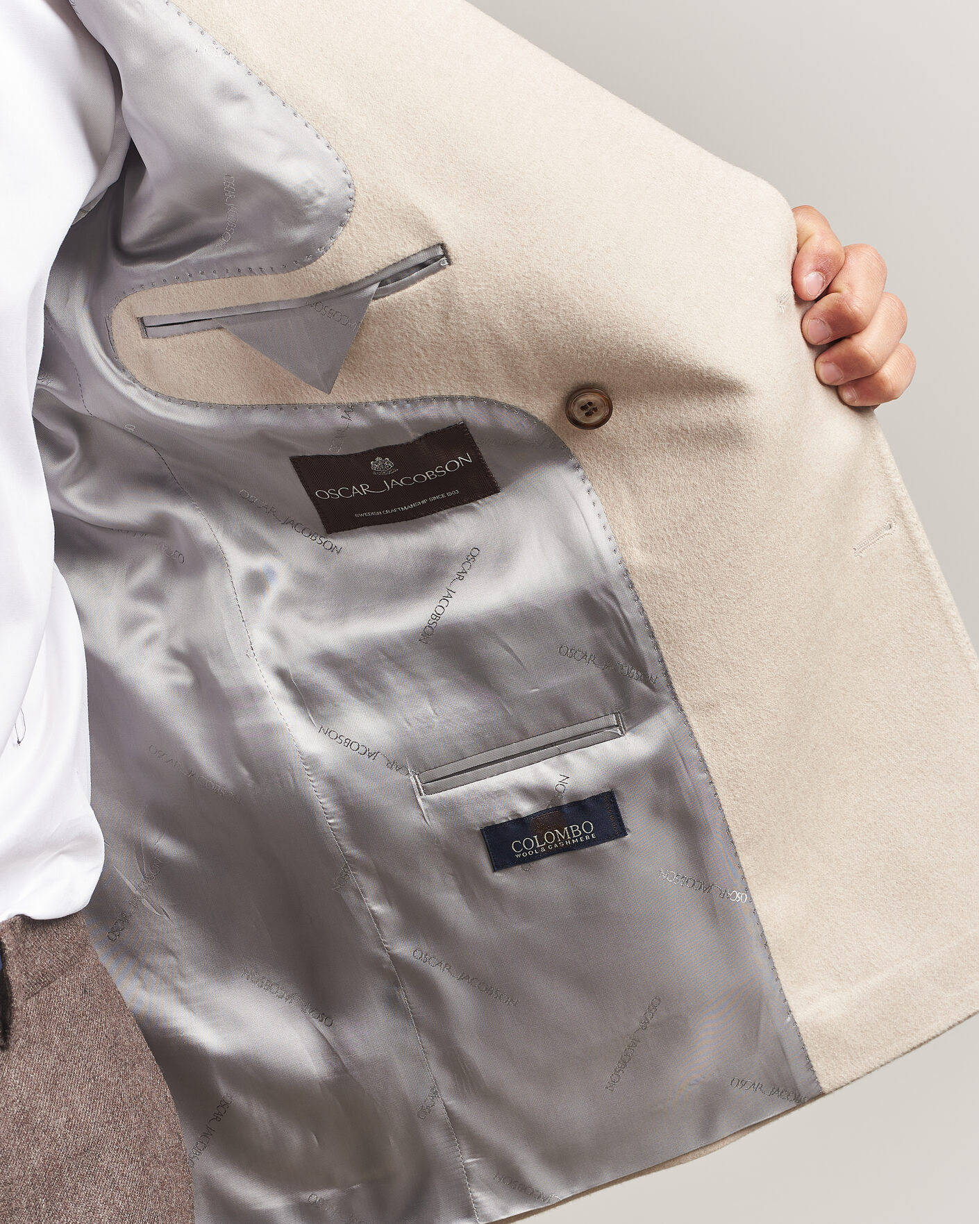 Heren | Blazers | Oscar Jacobson | Richard Wool/Cashmere DB Blazer Creme
