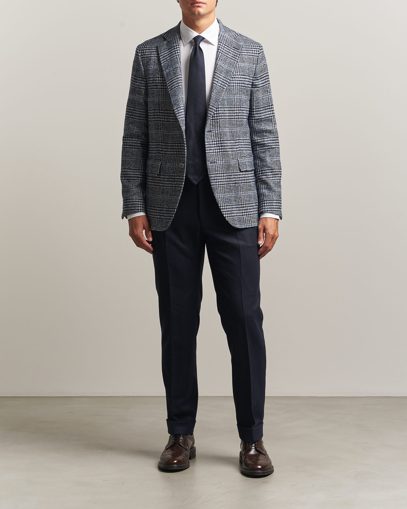 Heren | Blazers | Oscar Jacobson | Fogerty Checked Wool/Alpaca Blazer Blue
