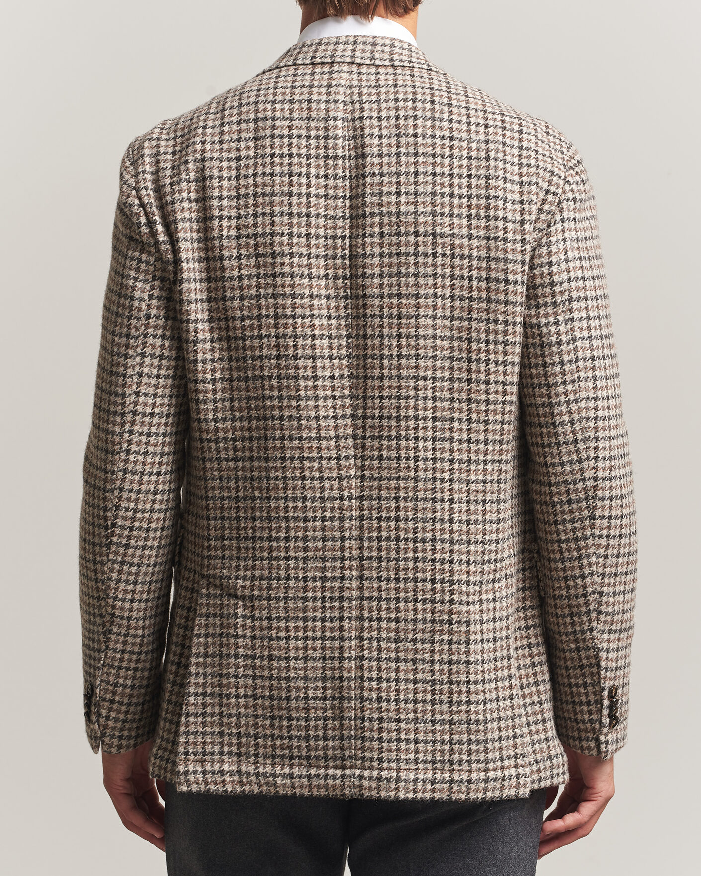 Heren | Blazers | Oscar Jacobson | Fridolf Wool Houndstooth Patch Blazer Brown