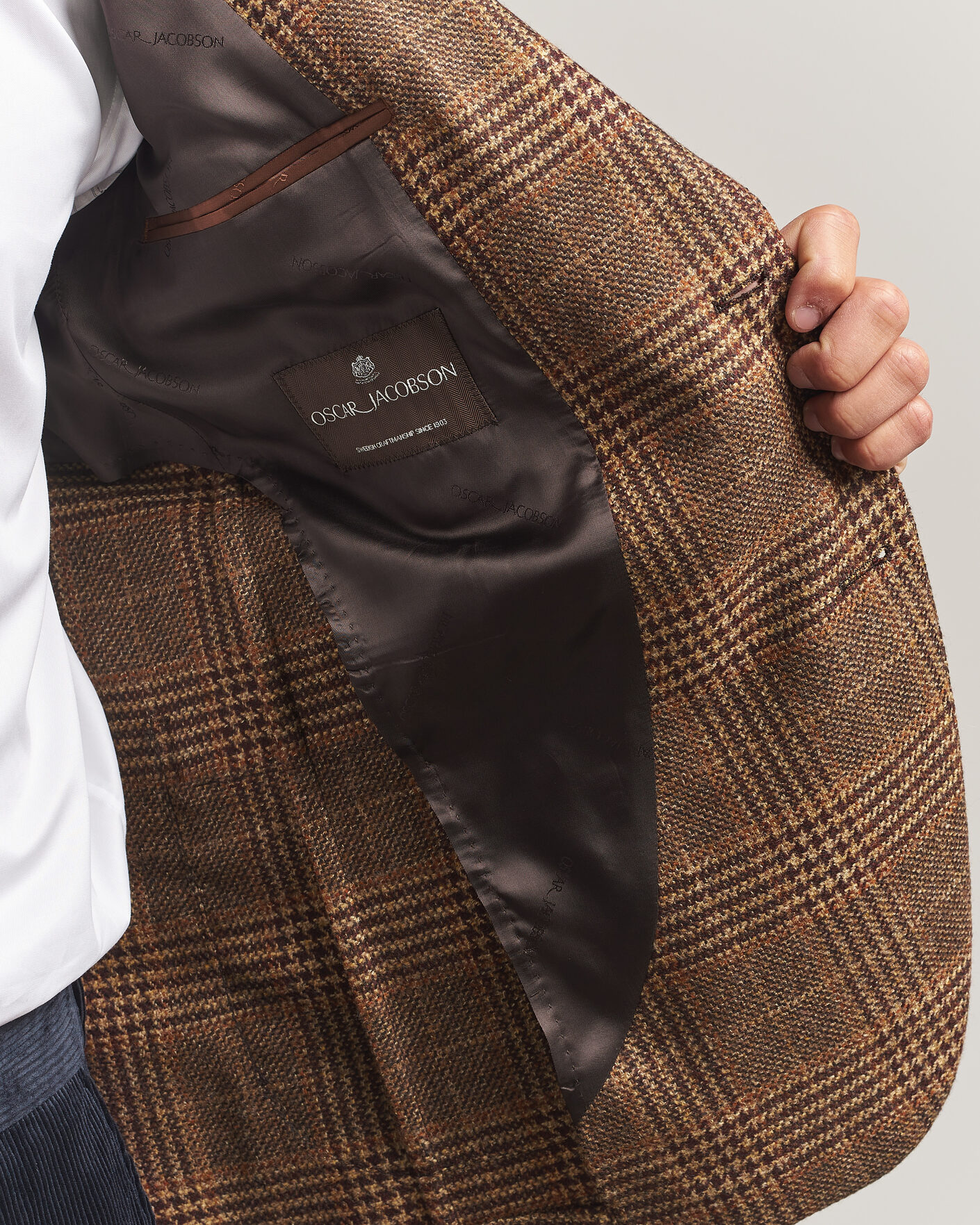 Heren | Blazers | Oscar Jacobson | Ferry Patch Checked Wool/Cashmere Blazer Brown