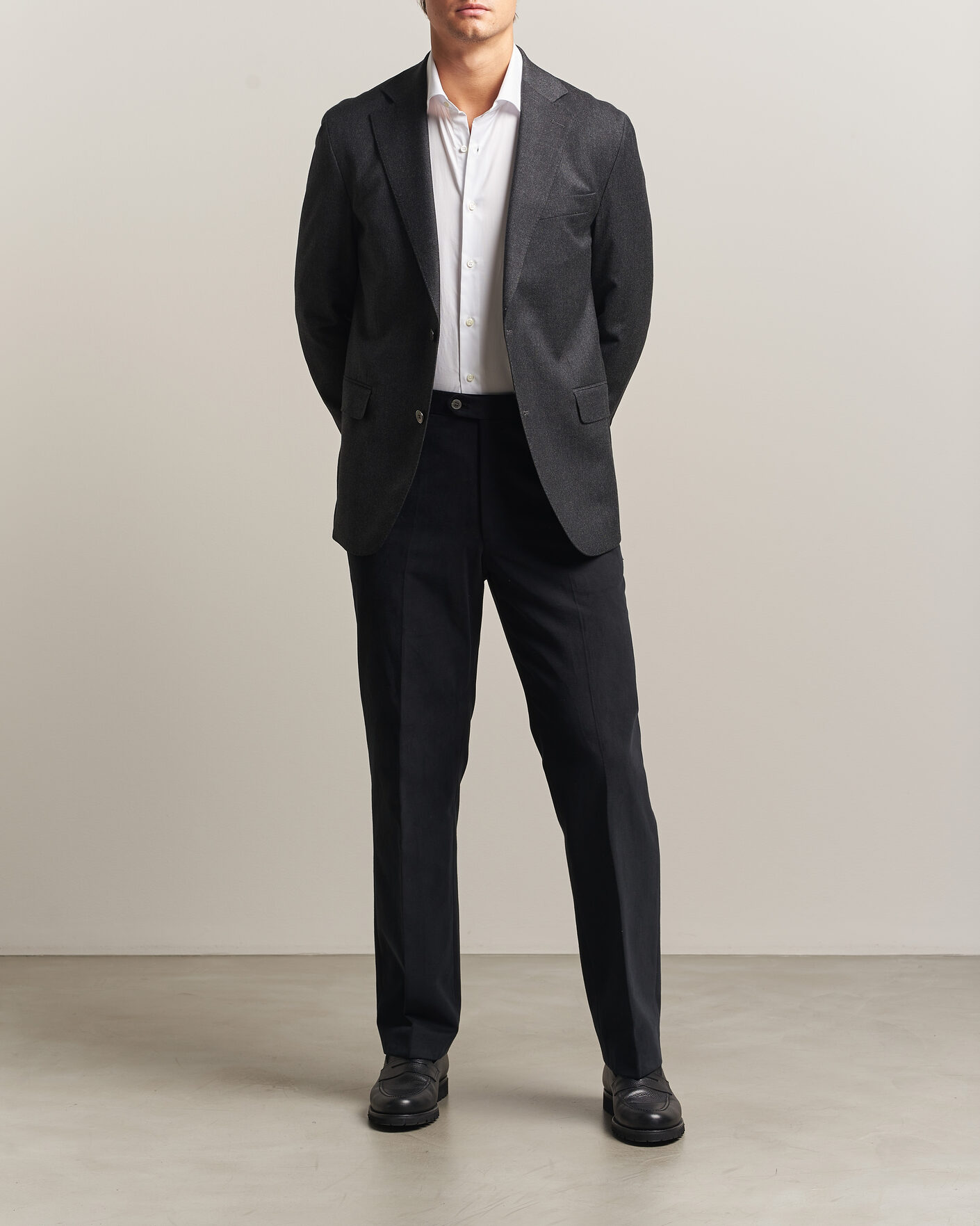Heren | Blazers | Oscar Jacobson | Fogerty Wool Flannel Blazer Charcoal
