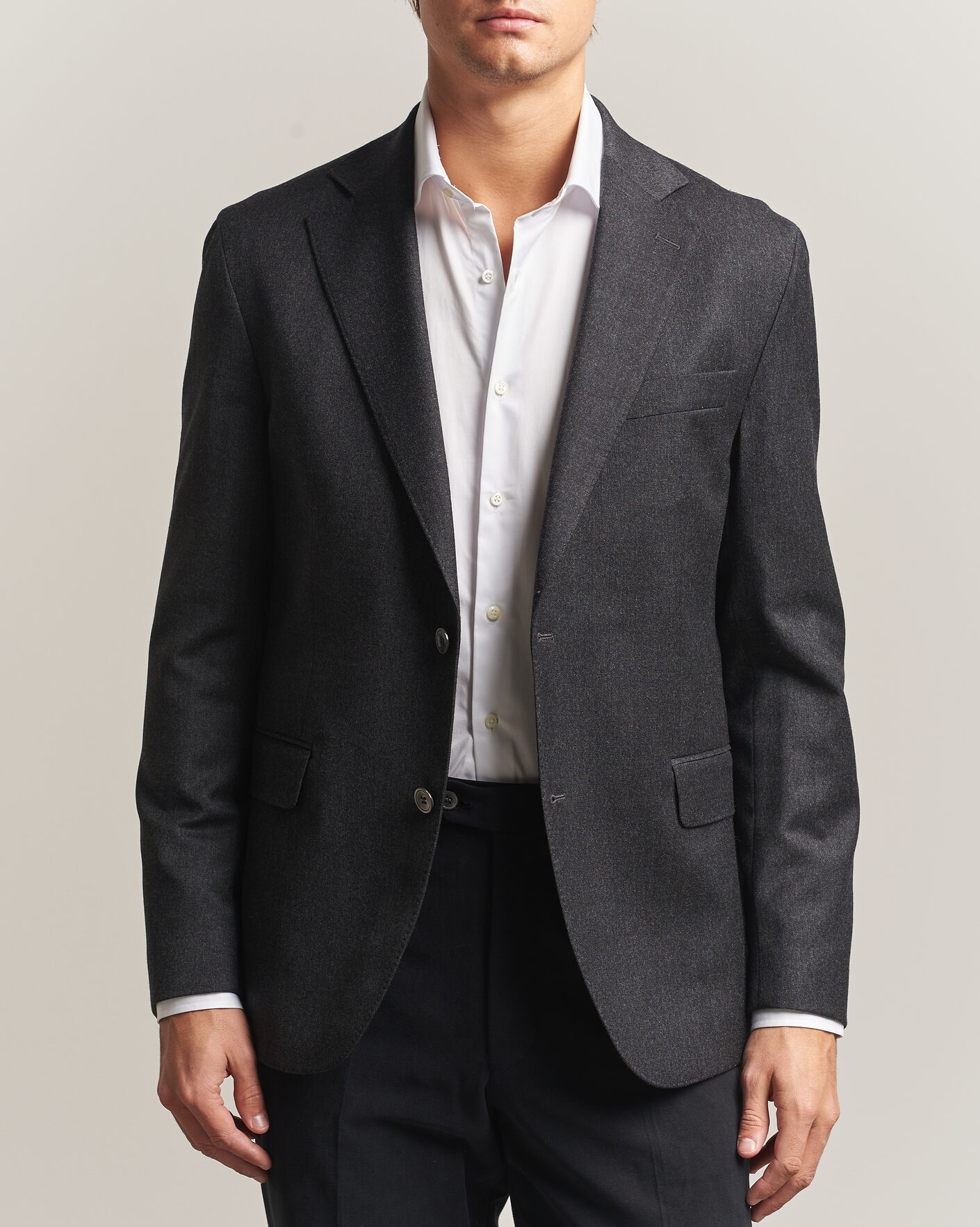 Heren | Blazers | Oscar Jacobson | Fogerty Wool Flannel Blazer Charcoal