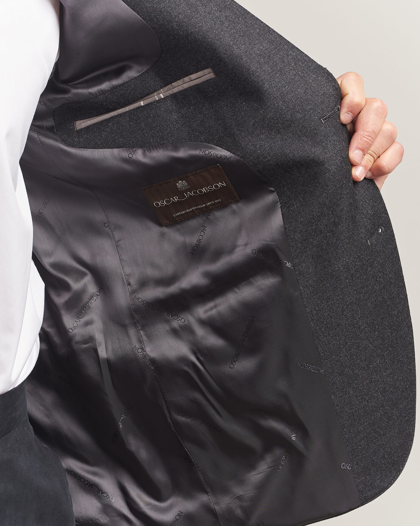 Heren | Blazers | Oscar Jacobson | Fogerty Wool Flannel Blazer Charcoal