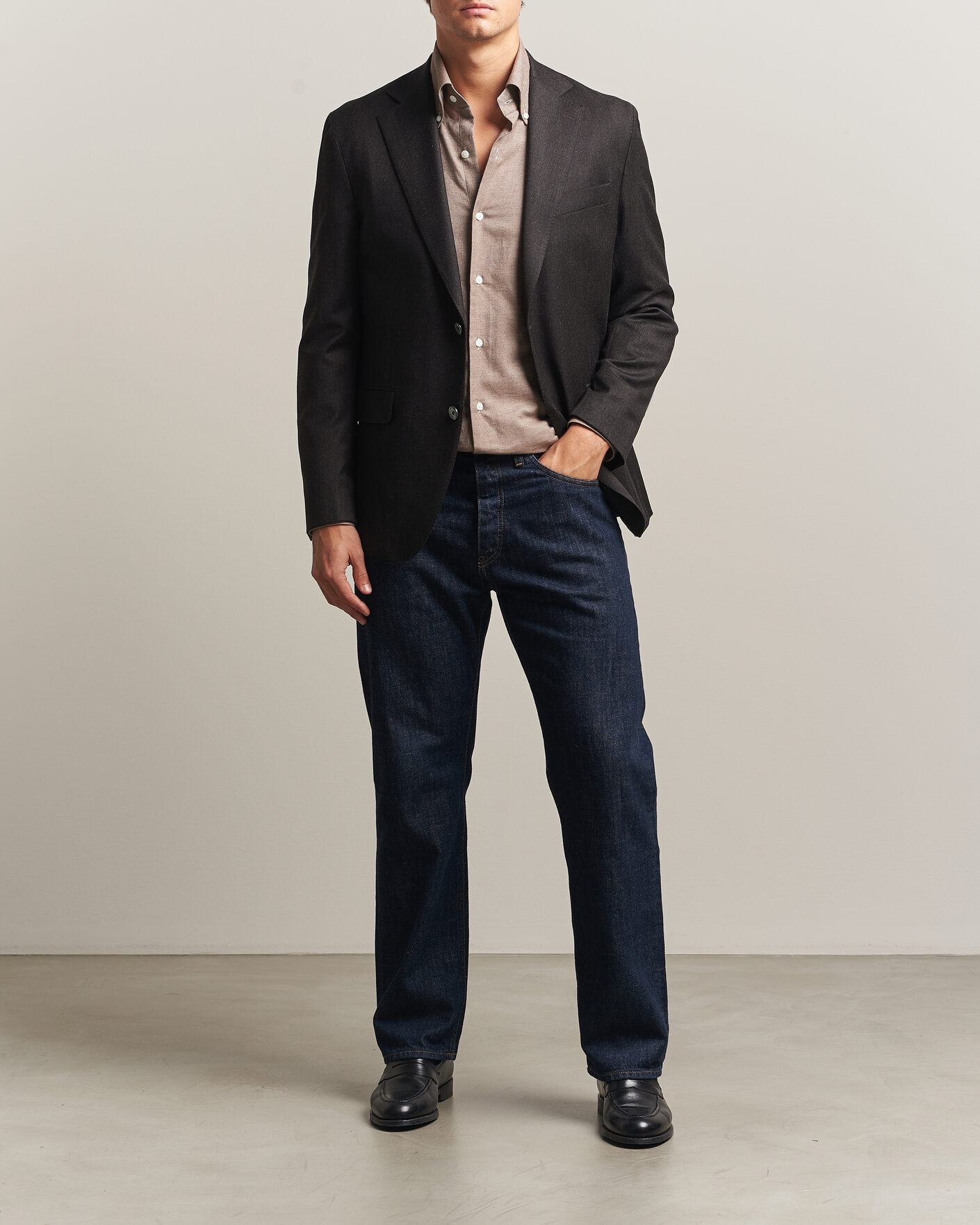 Heren | Blazers | Oscar Jacobson | Fogerty Wool Flannel Blazer Brown