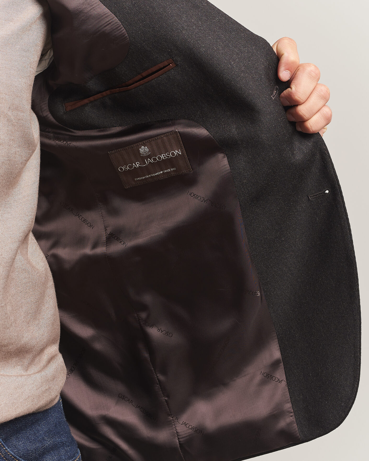 Heren | Blazers | Oscar Jacobson | Fogerty Wool Flannel Blazer Brown
