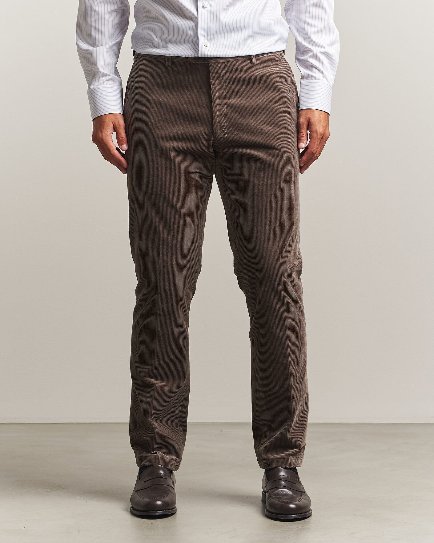 Heren | Broeken | Oscar Jacobson | Dandy Corduroy Trousers Taupe