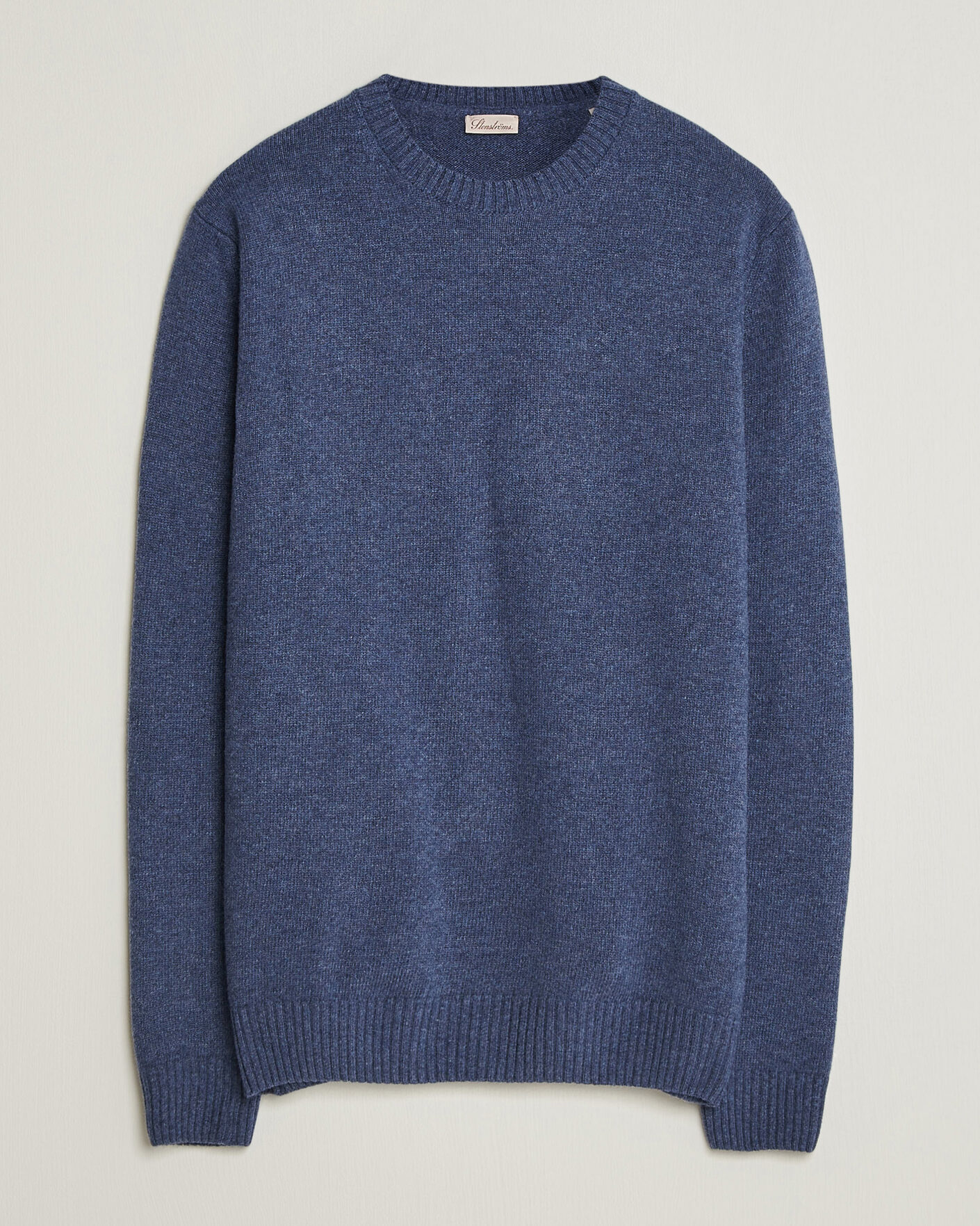 Heren | Truien | Stenströms | Brushed Merino Crew Neck Blue
