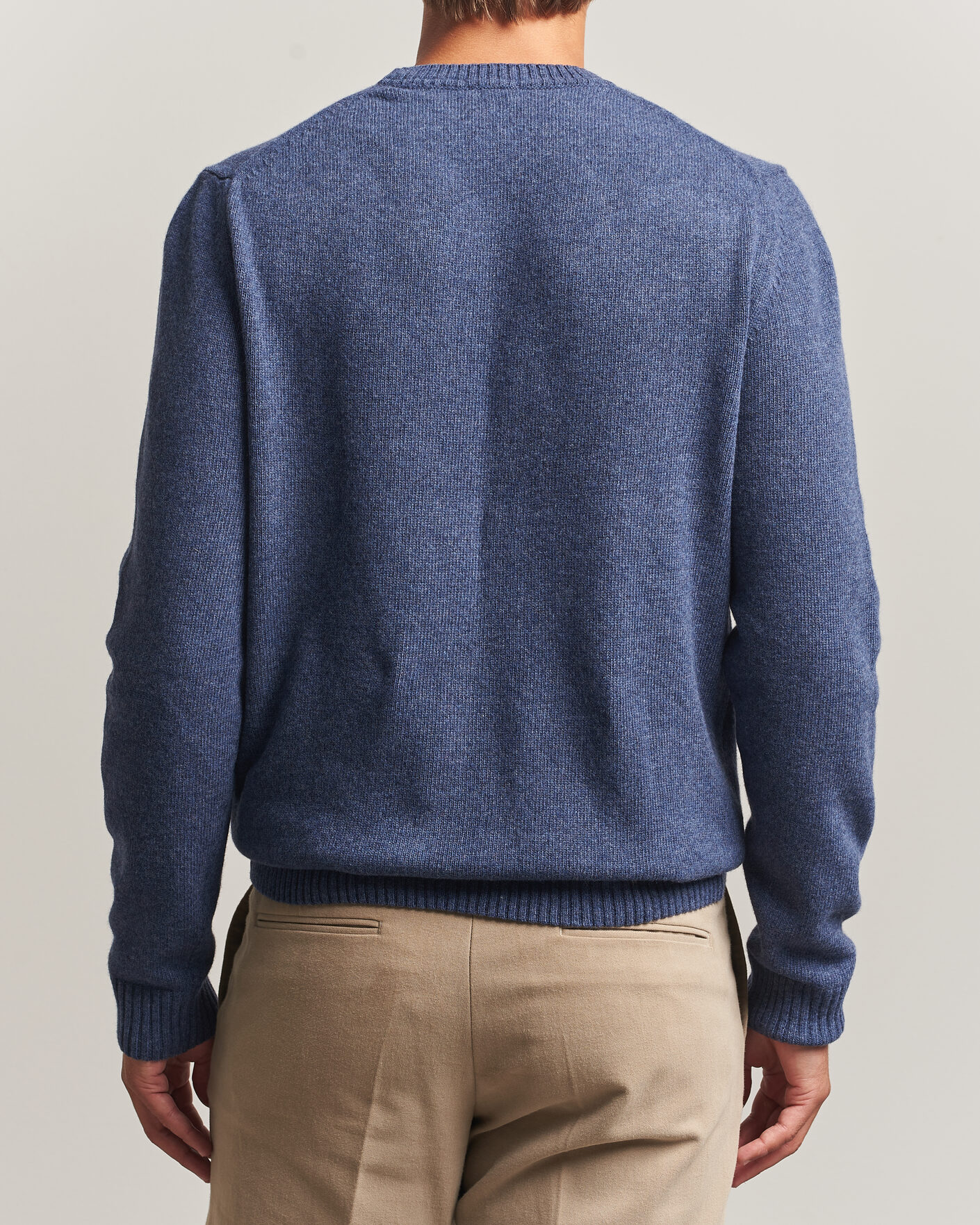 Heren | Truien | Stenströms | Brushed Merino Crew Neck Blue