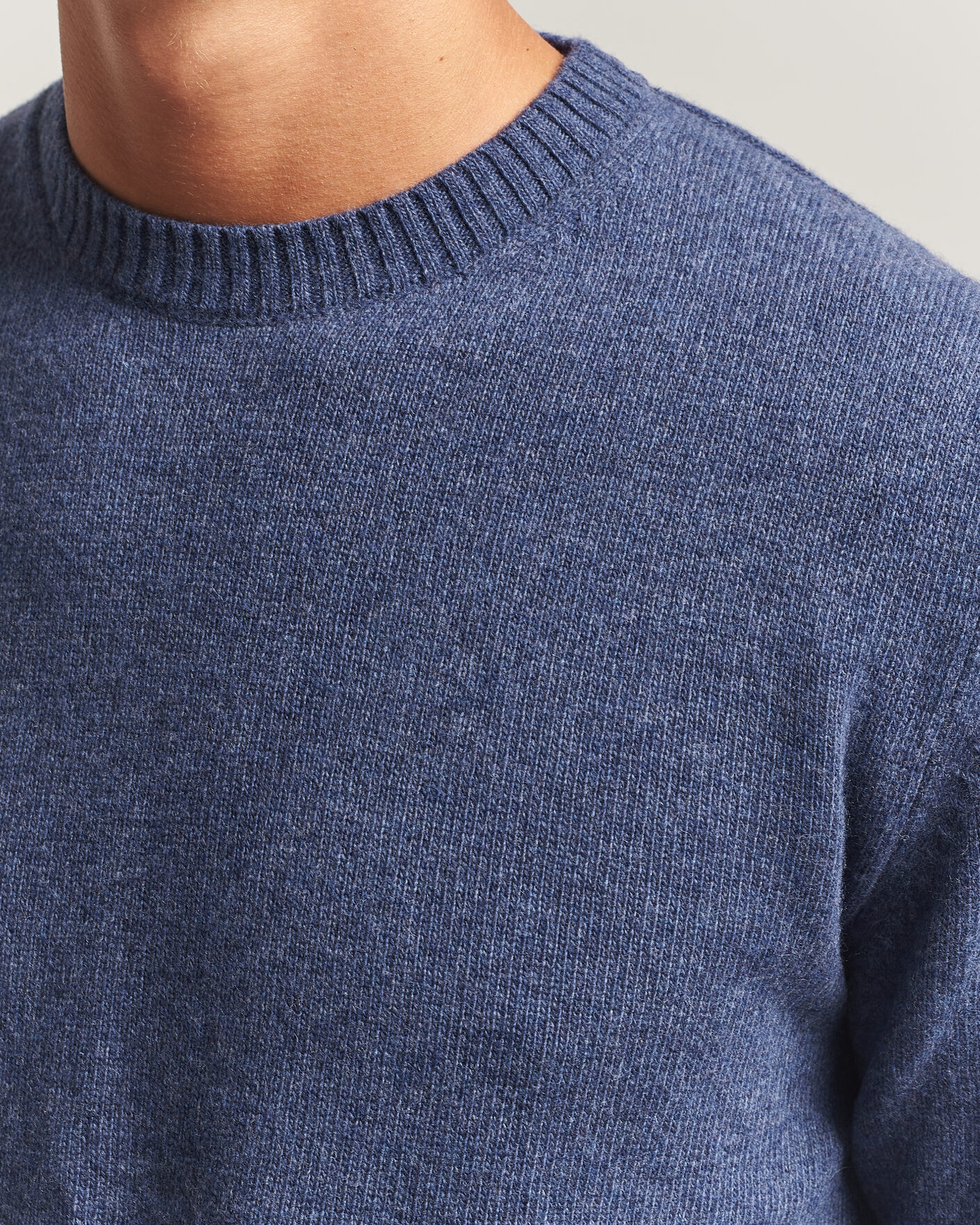 Heren | Truien | Stenströms | Brushed Merino Crew Neck Blue