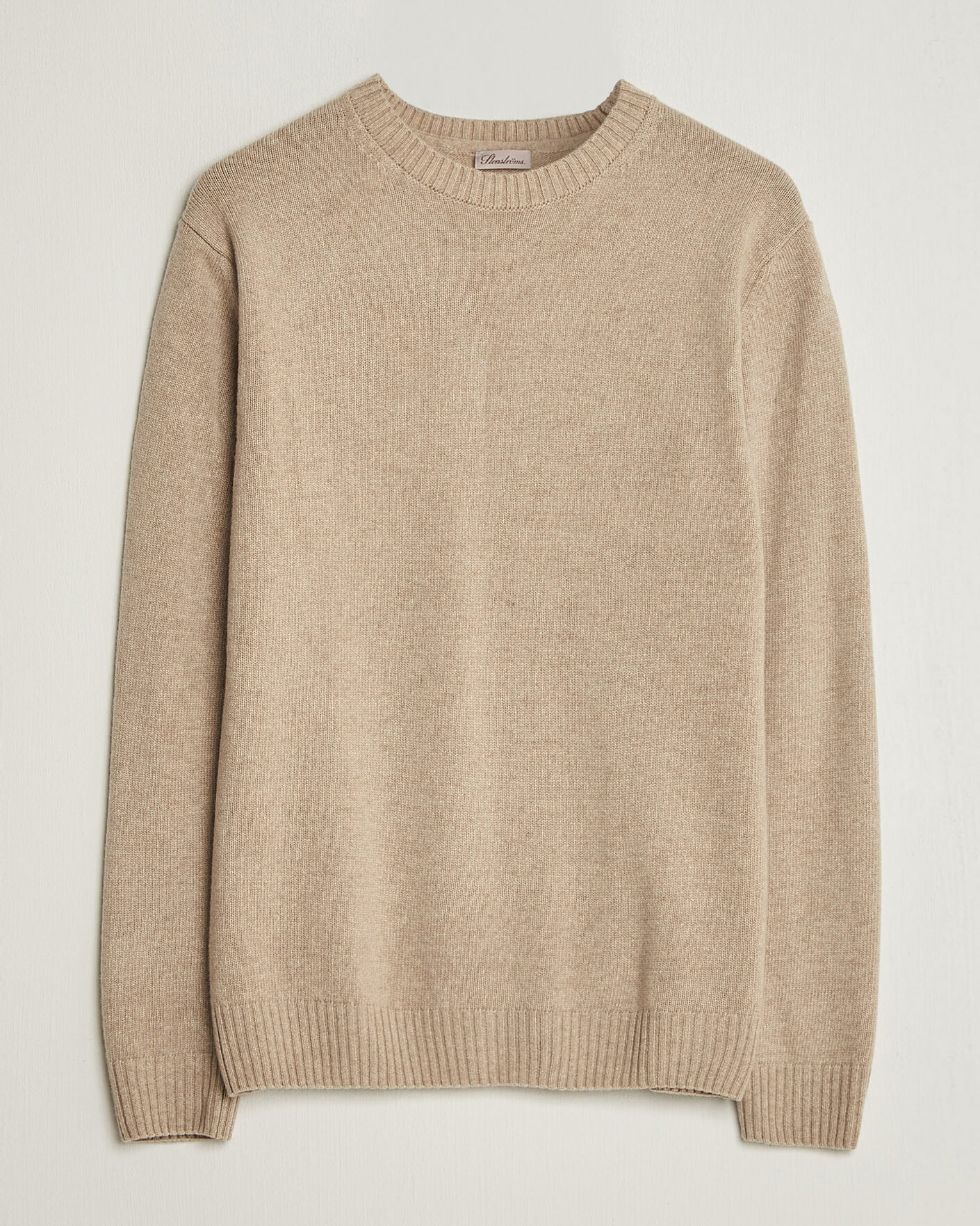 Heren | Truien | Stenströms | Brushed Merino Crew Neck Beige