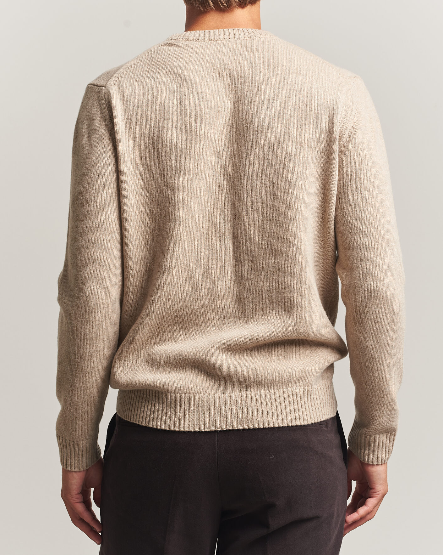 Heren | Truien | Stenströms | Brushed Merino Crew Neck Beige