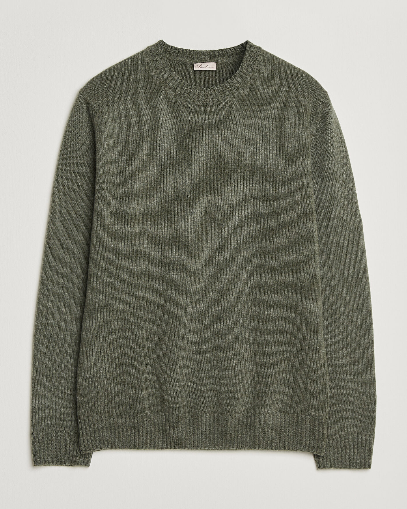 Heren | Truien | Stenströms | Brushed Merino Crew Neck Green