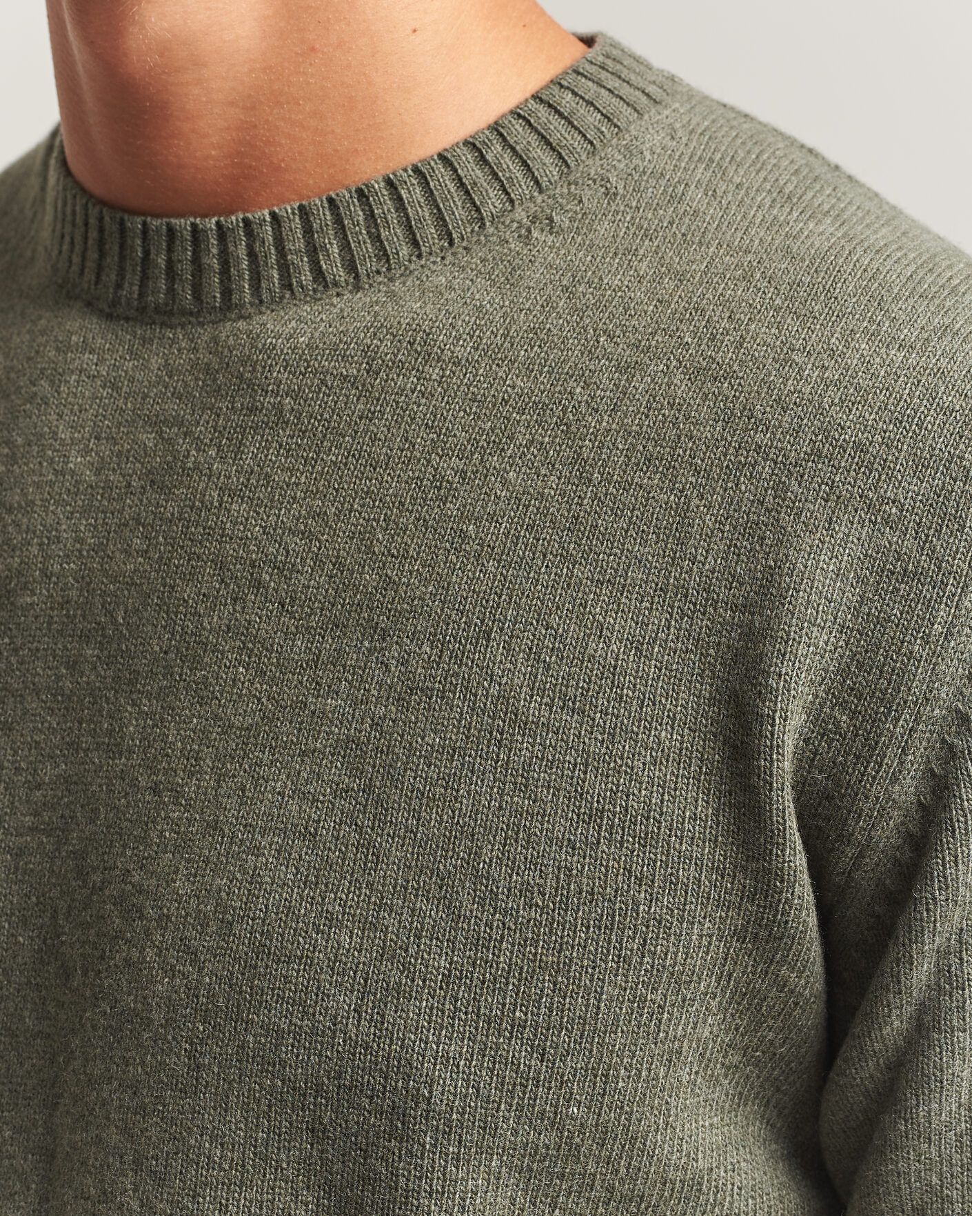 Heren | Truien | Stenströms | Brushed Merino Crew Neck Green