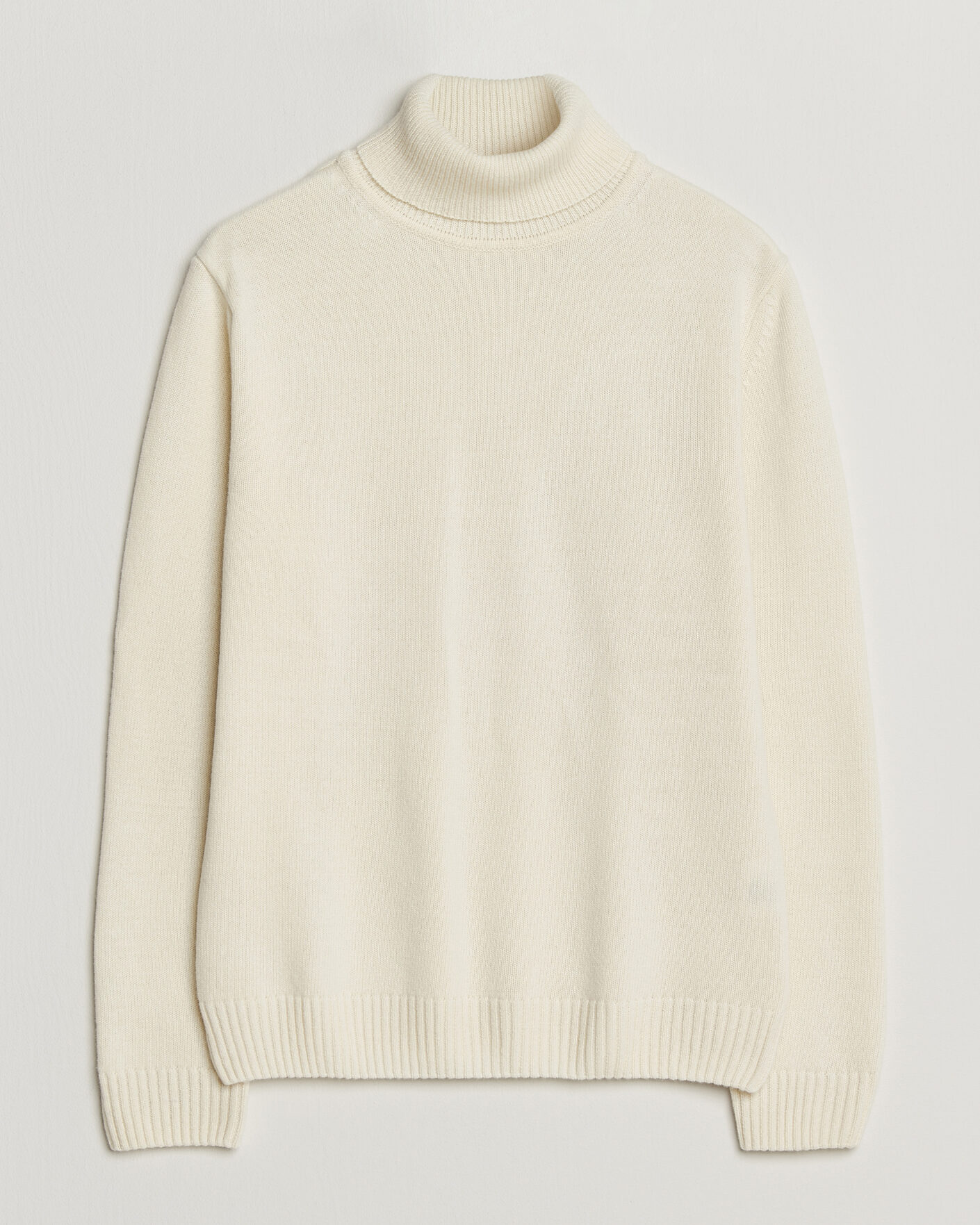 Heren | Truien | Stenströms | Brushed Merino Rollneck Off White