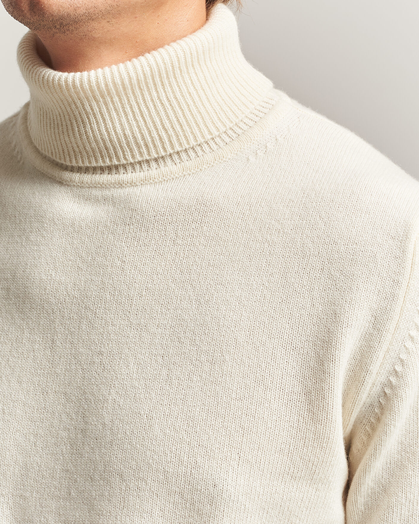 Heren | Truien | Stenströms | Brushed Merino Rollneck Off White