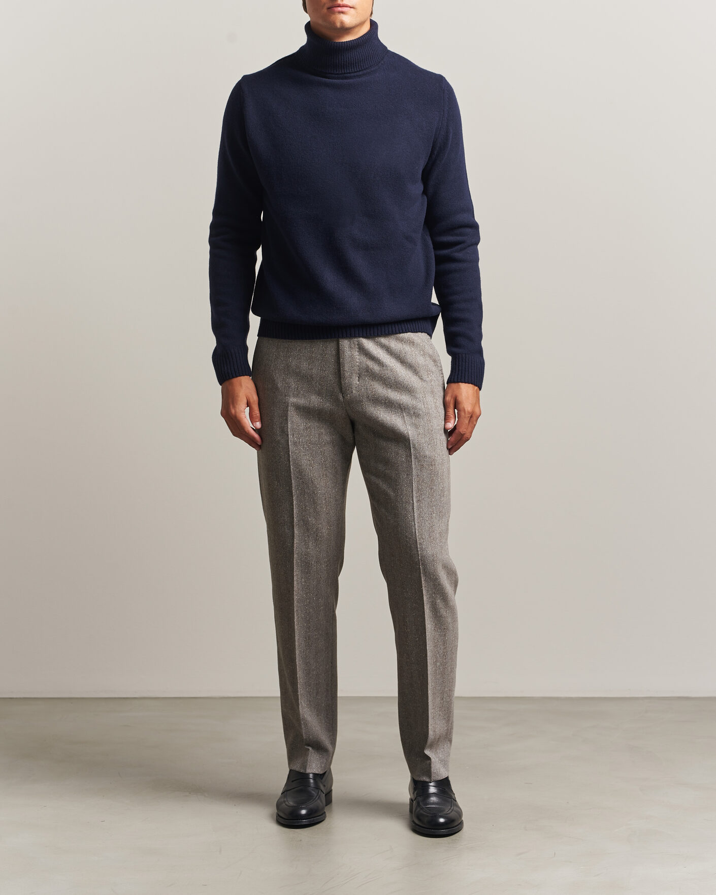 Heren | Truien | Stenströms | Brushed Merino Rollneck Navy
