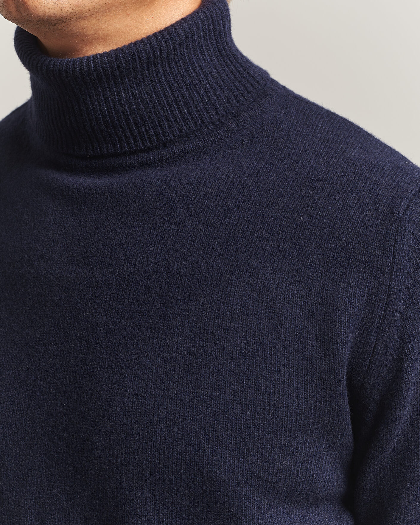 Heren | Truien | Stenströms | Brushed Merino Rollneck Navy