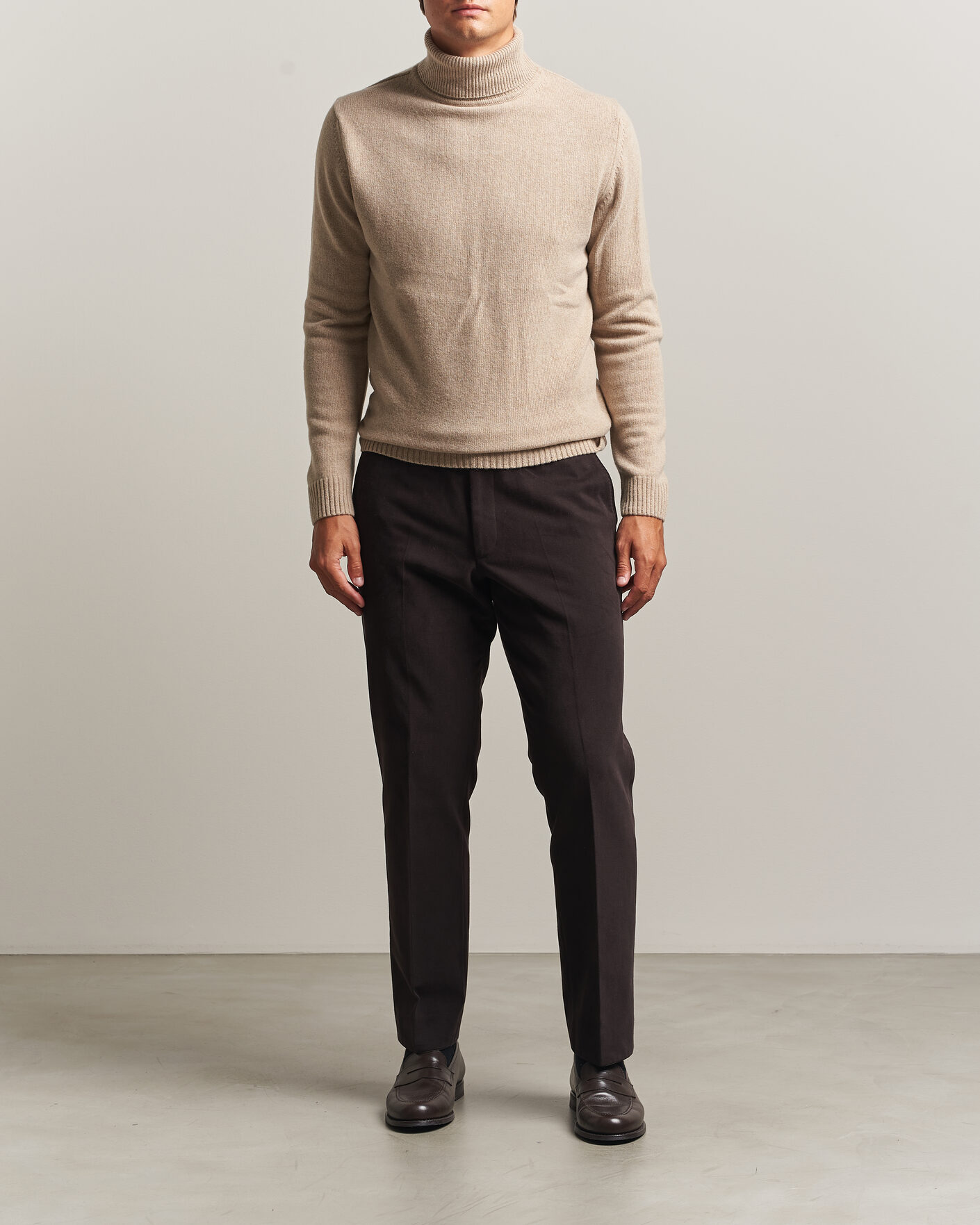 Heren | Truien | Stenströms | Brushed Merino Rollneck Beige