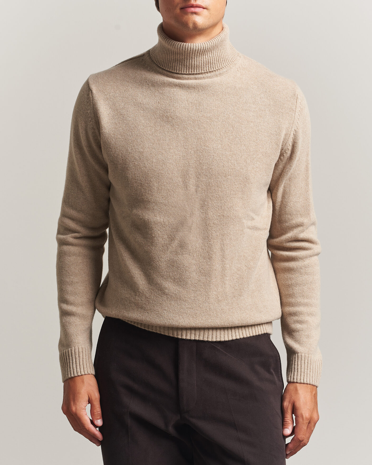 Heren | Truien | Stenströms | Brushed Merino Rollneck Beige