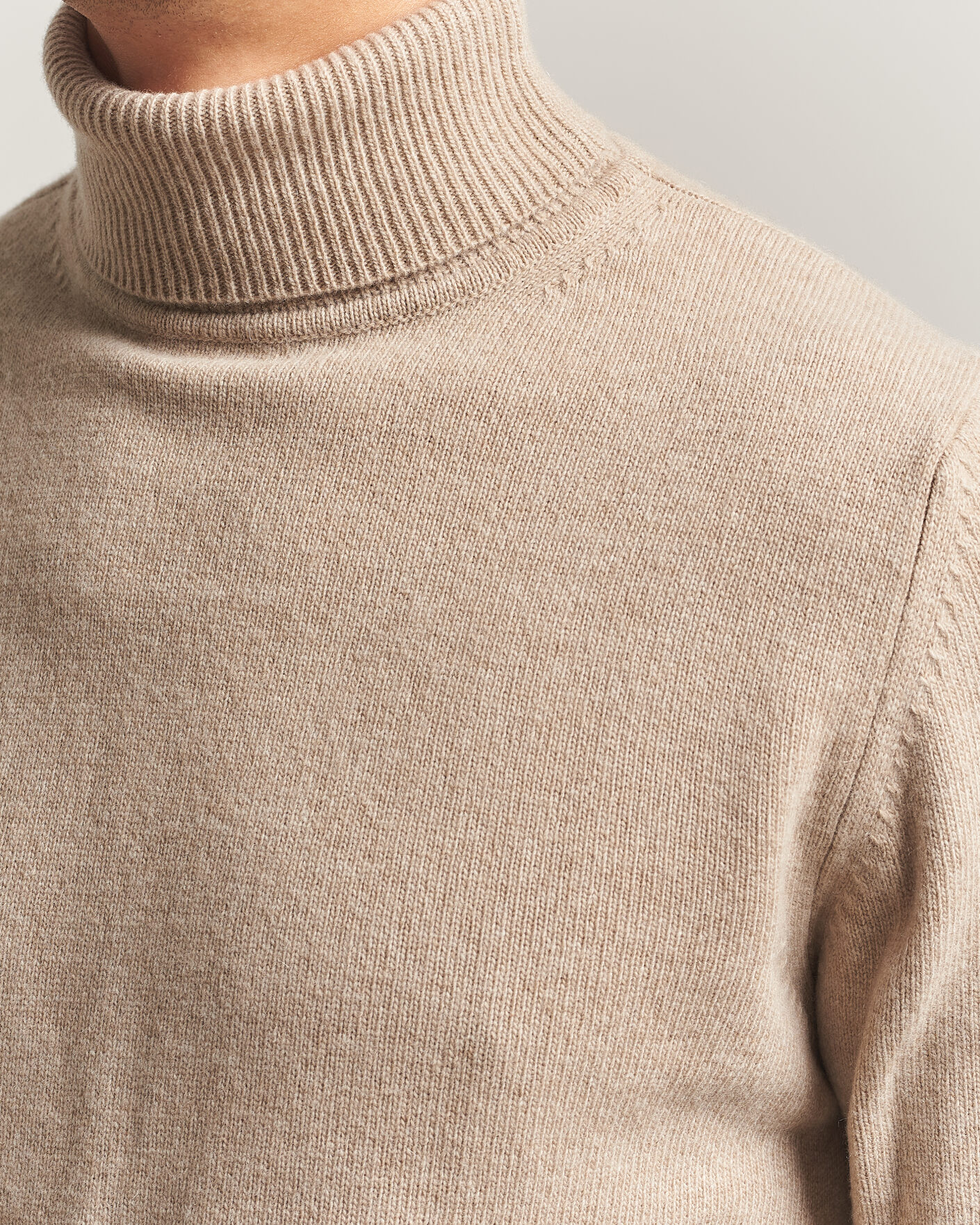 Heren | Truien | Stenströms | Brushed Merino Rollneck Beige