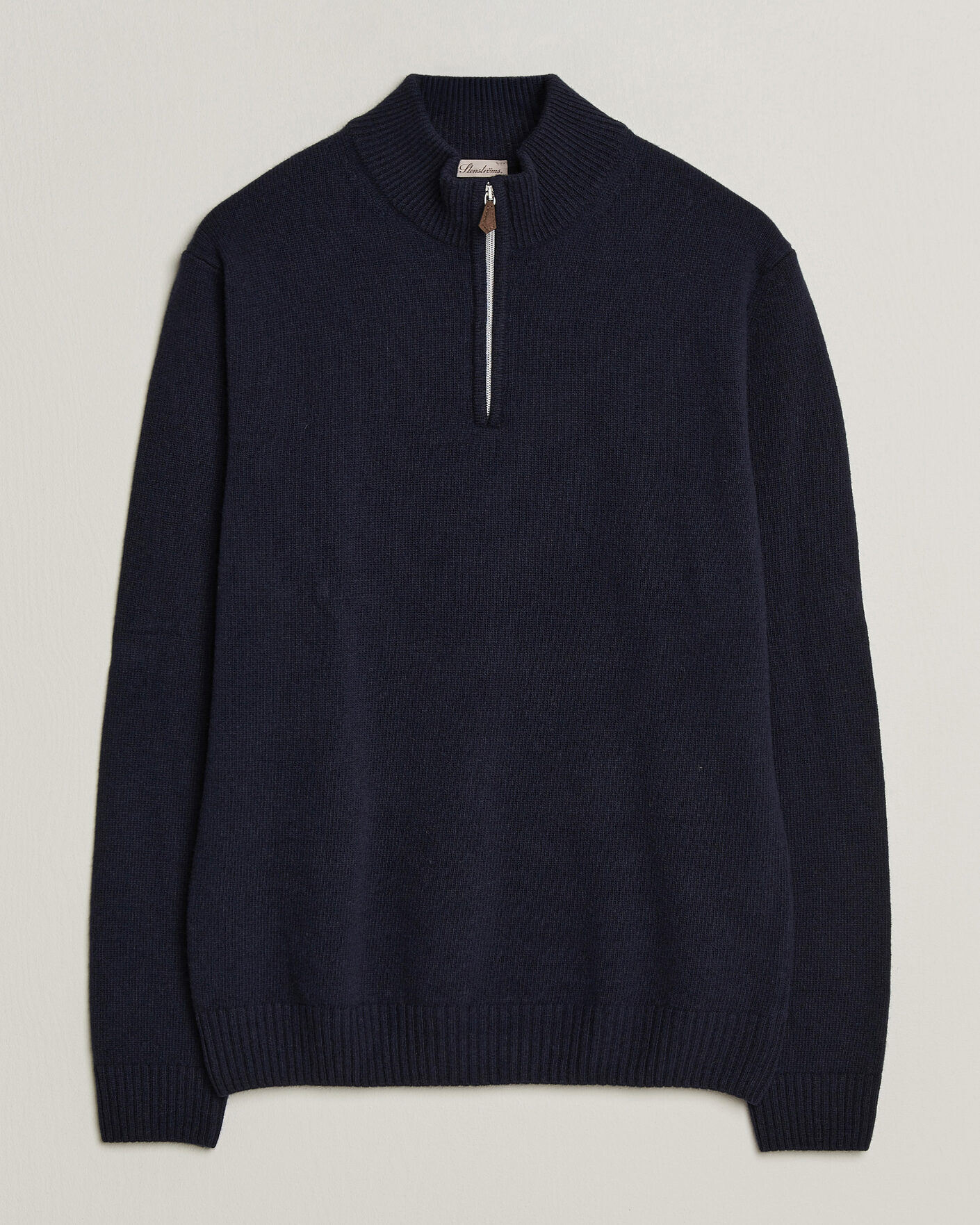 Heren | Truien | Stenströms | Brushed Merino Half-Zip Navy