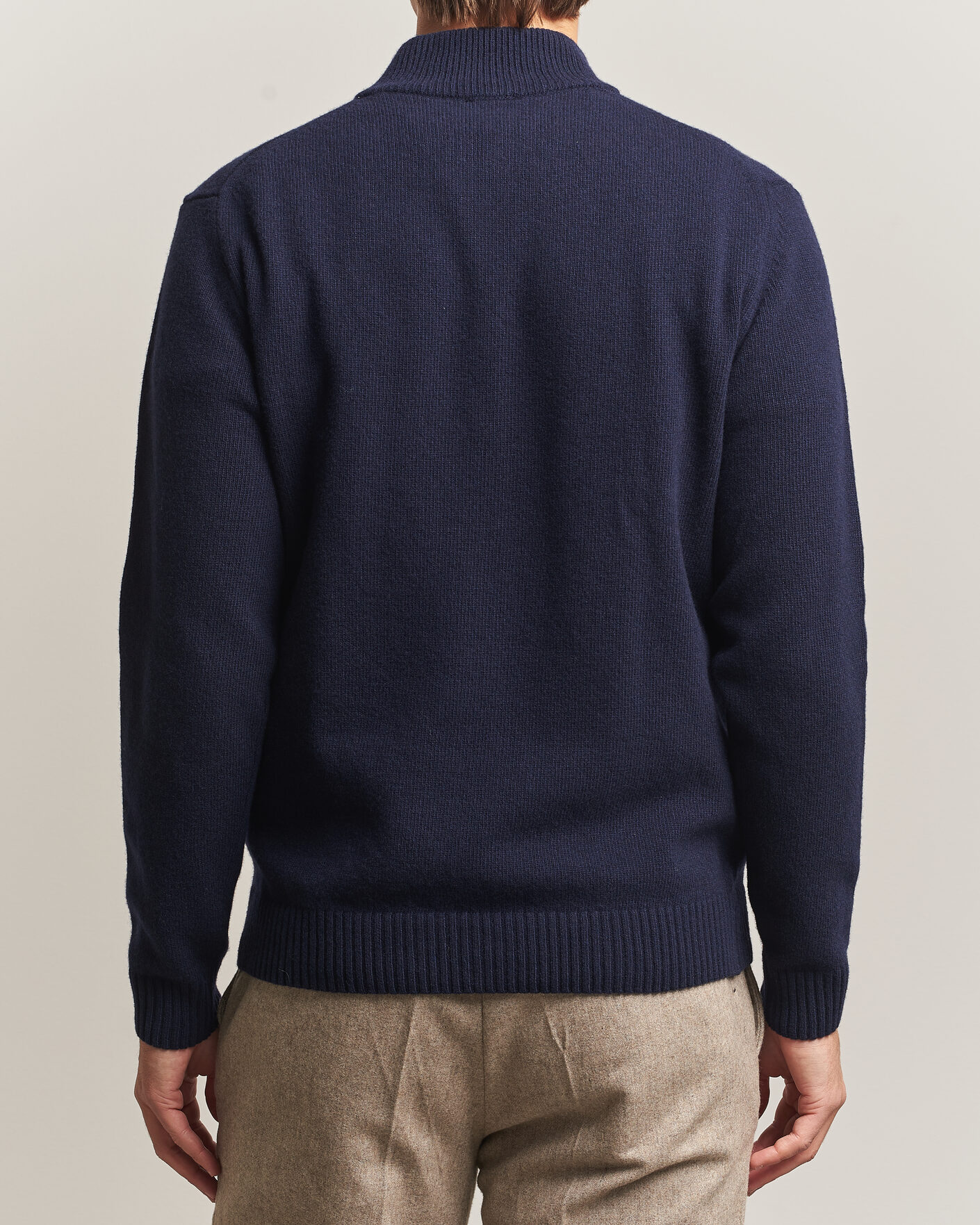Heren | Truien | Stenströms | Brushed Merino Half-Zip Navy