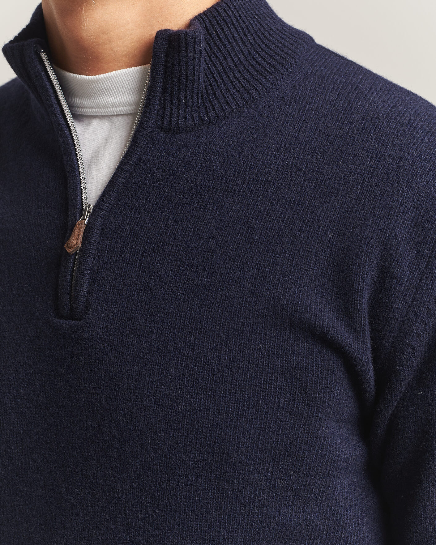 Heren | Truien | Stenströms | Brushed Merino Half-Zip Navy