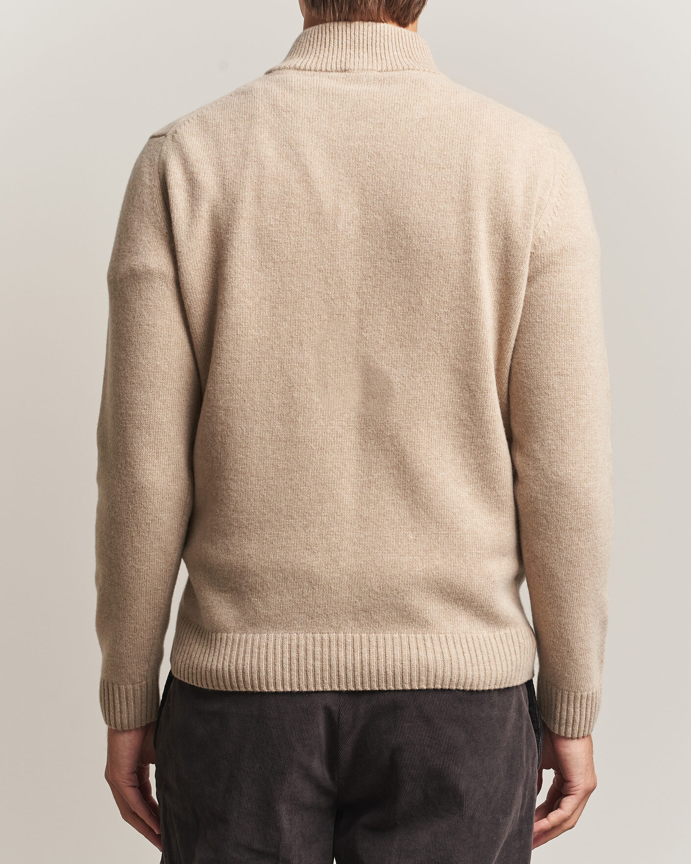 Heren | Truien | Stenströms | Brushed Merino Half-Zip Beige