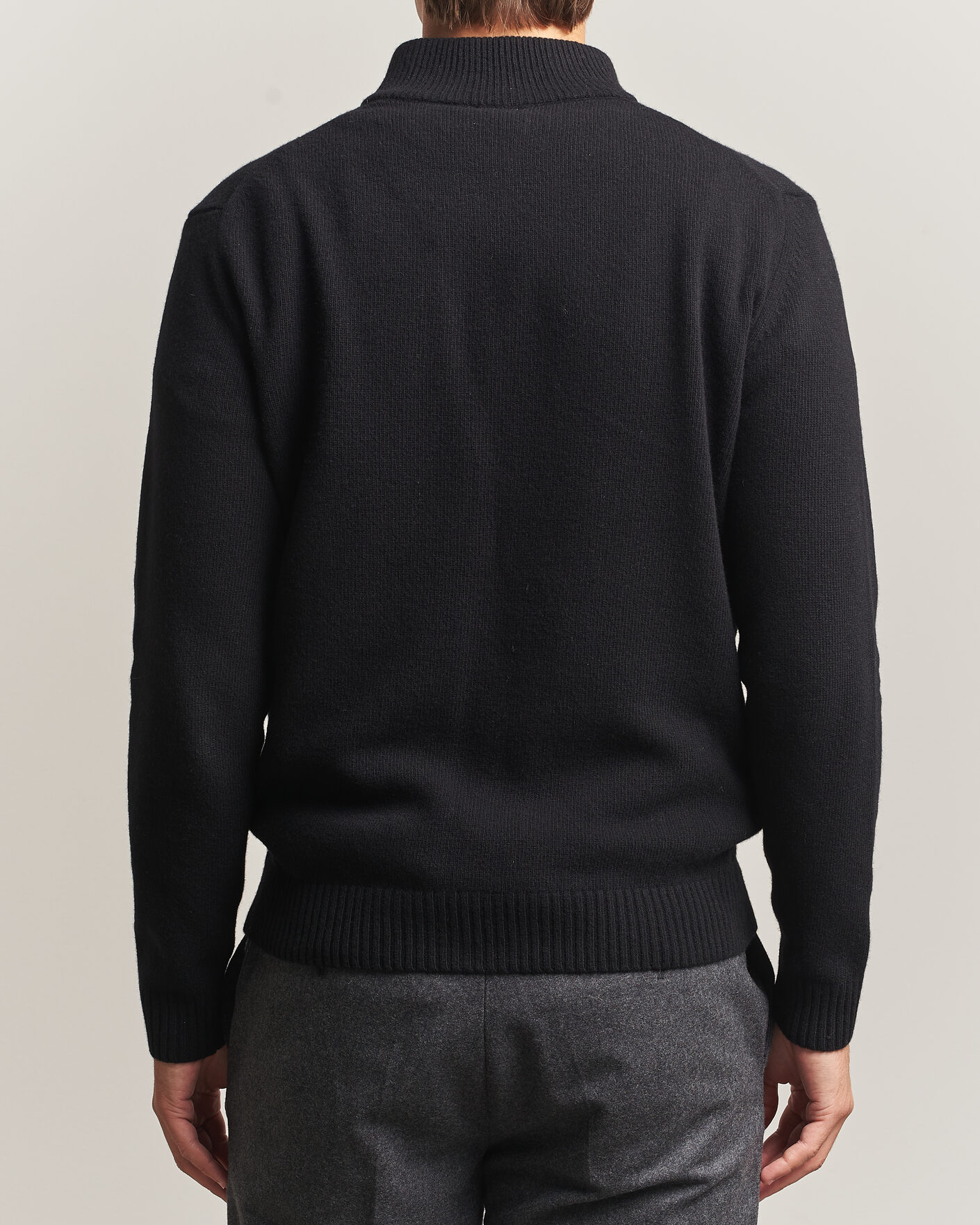 Heren | Truien | Stenströms | Brushed Merino Half-Zip Black