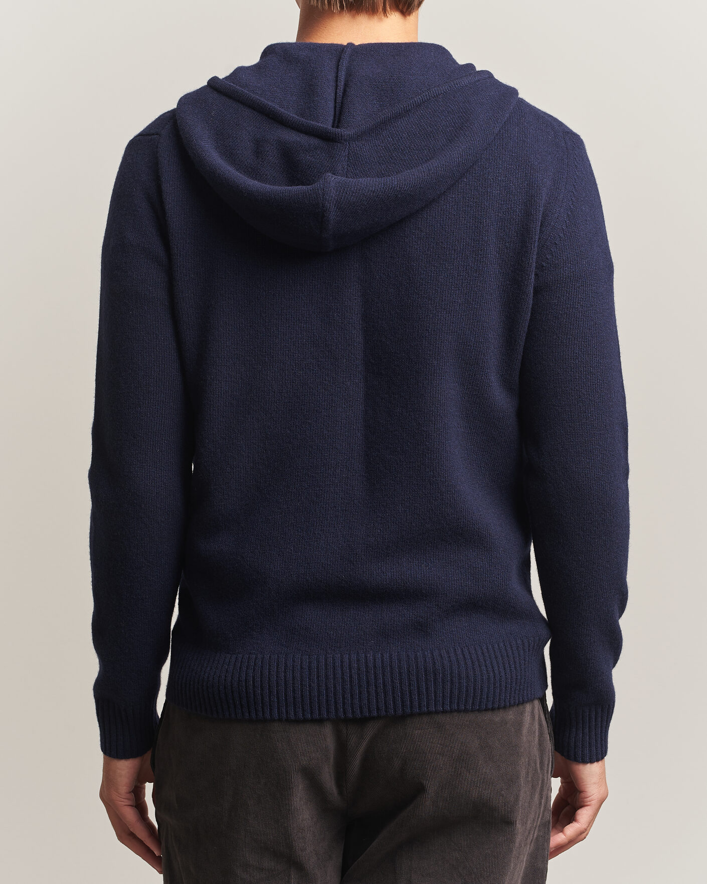 Heren | Truien | Stenströms | Brushed Merino Full-Zip Hood Navy