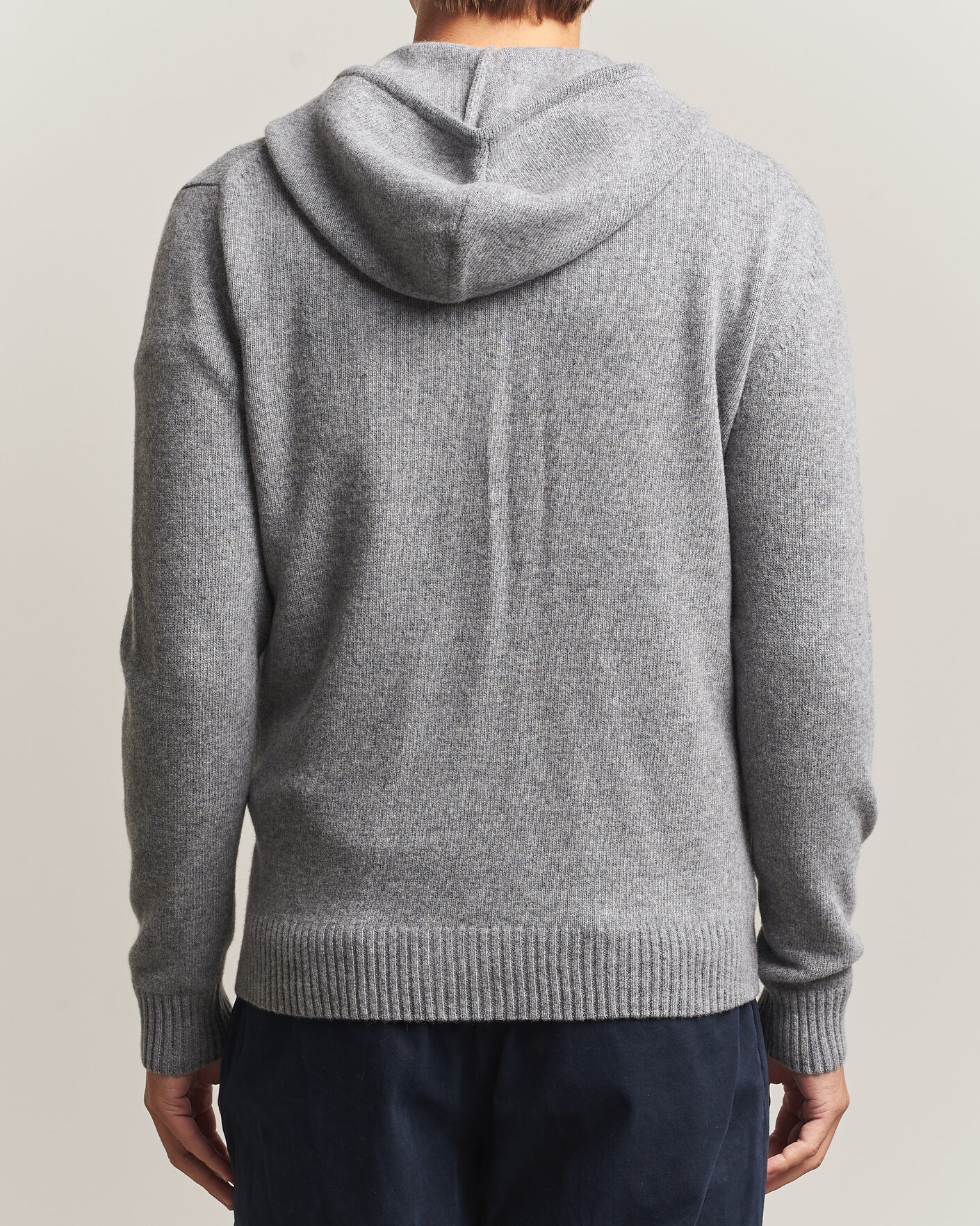 Heren | Truien | Stenströms | Brushed Merino Full-Zip Hood Grey