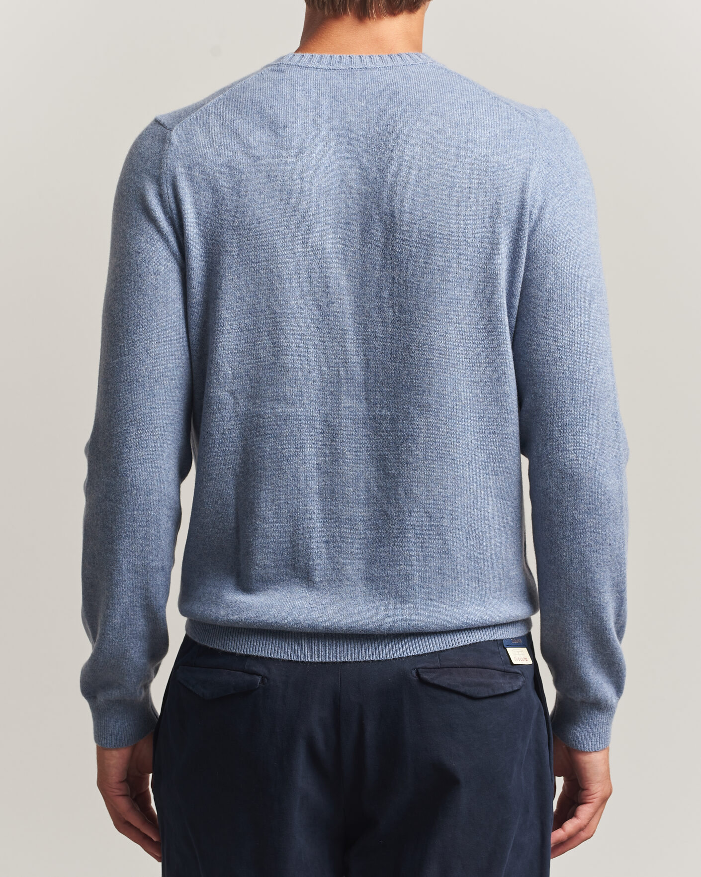 Heren | Truien | Stenströms | Cashmere Crewneck Light Blue