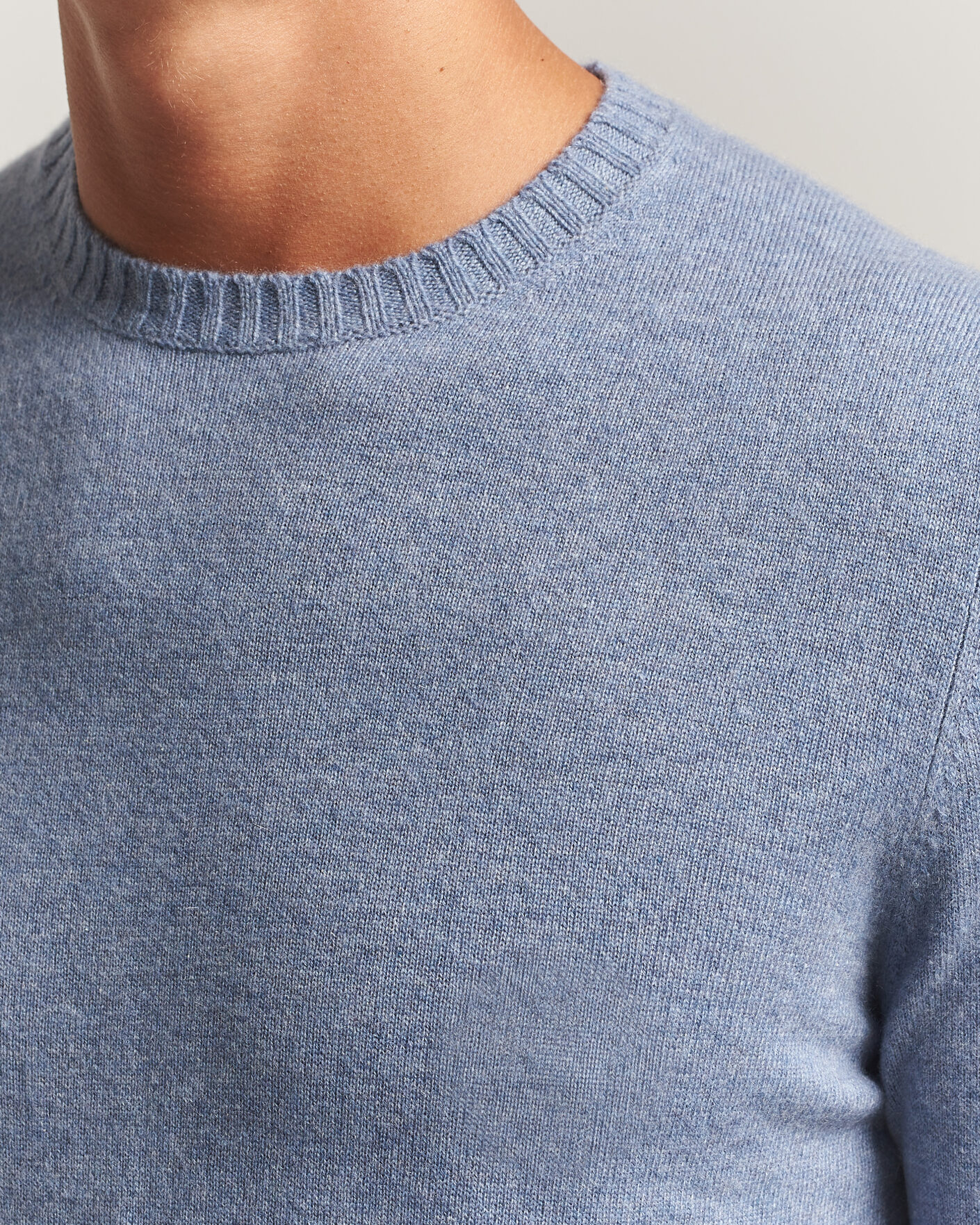 Heren | Truien | Stenströms | Cashmere Crewneck Light Blue