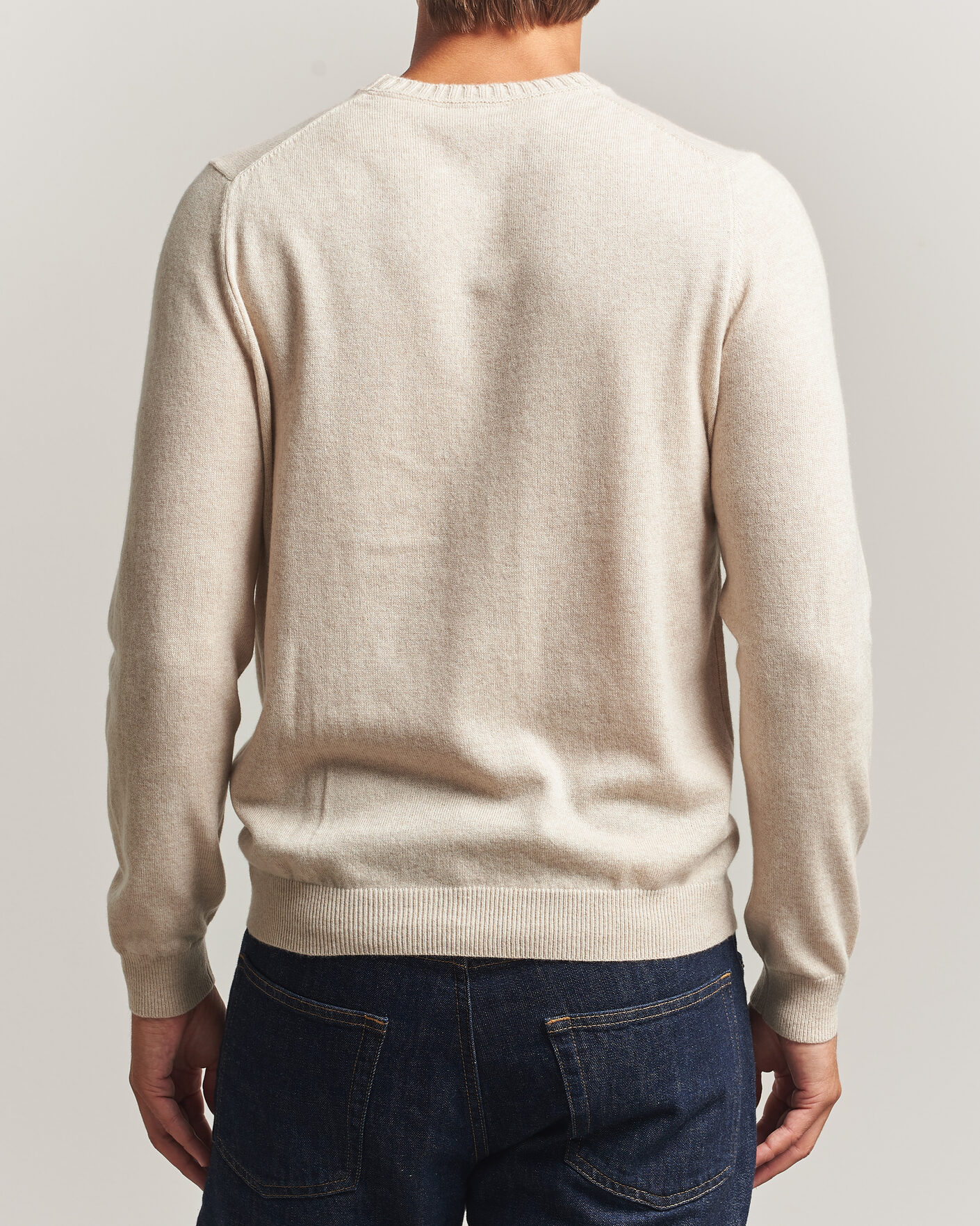 Heren | Truien | Stenströms | Cashmere Crewneck Beige