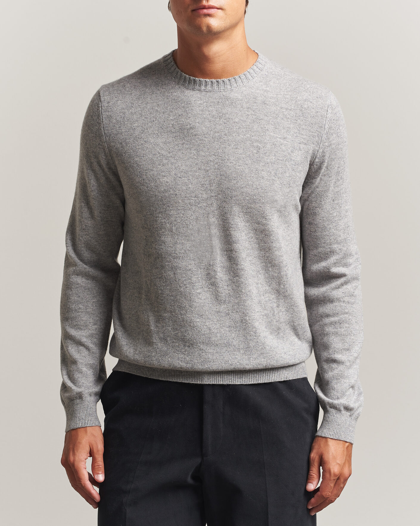 Heren | Truien | Stenströms | Cashmere Crewneck Grey