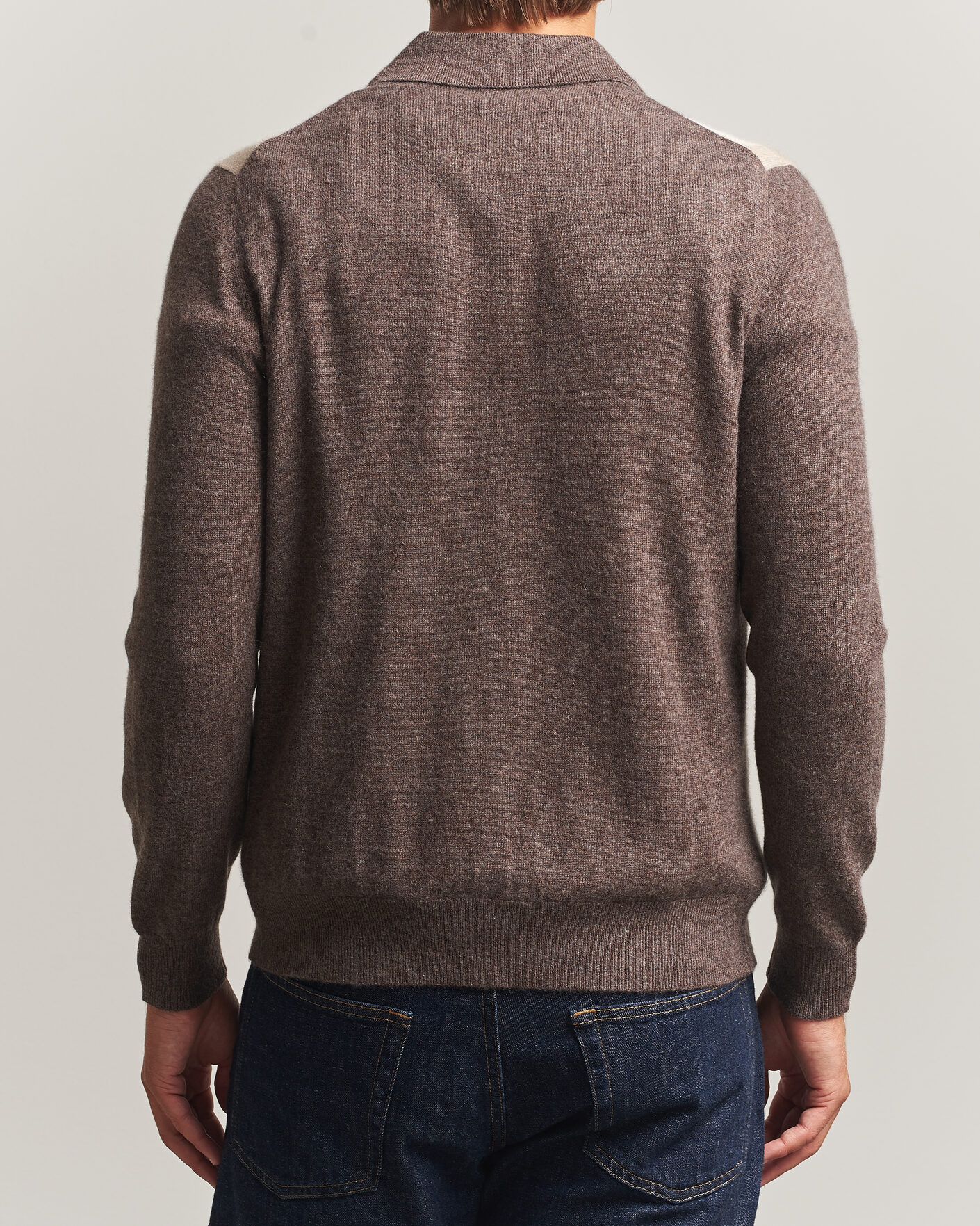 Heren | Truien | Stenströms | Cashmere Striped Polo Cardigan Brown
