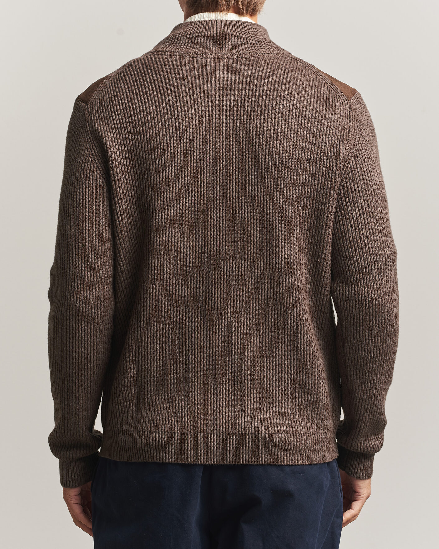 Heren | Truien | Stenströms | Knitted Hybrid Alcantara Jacket Brown