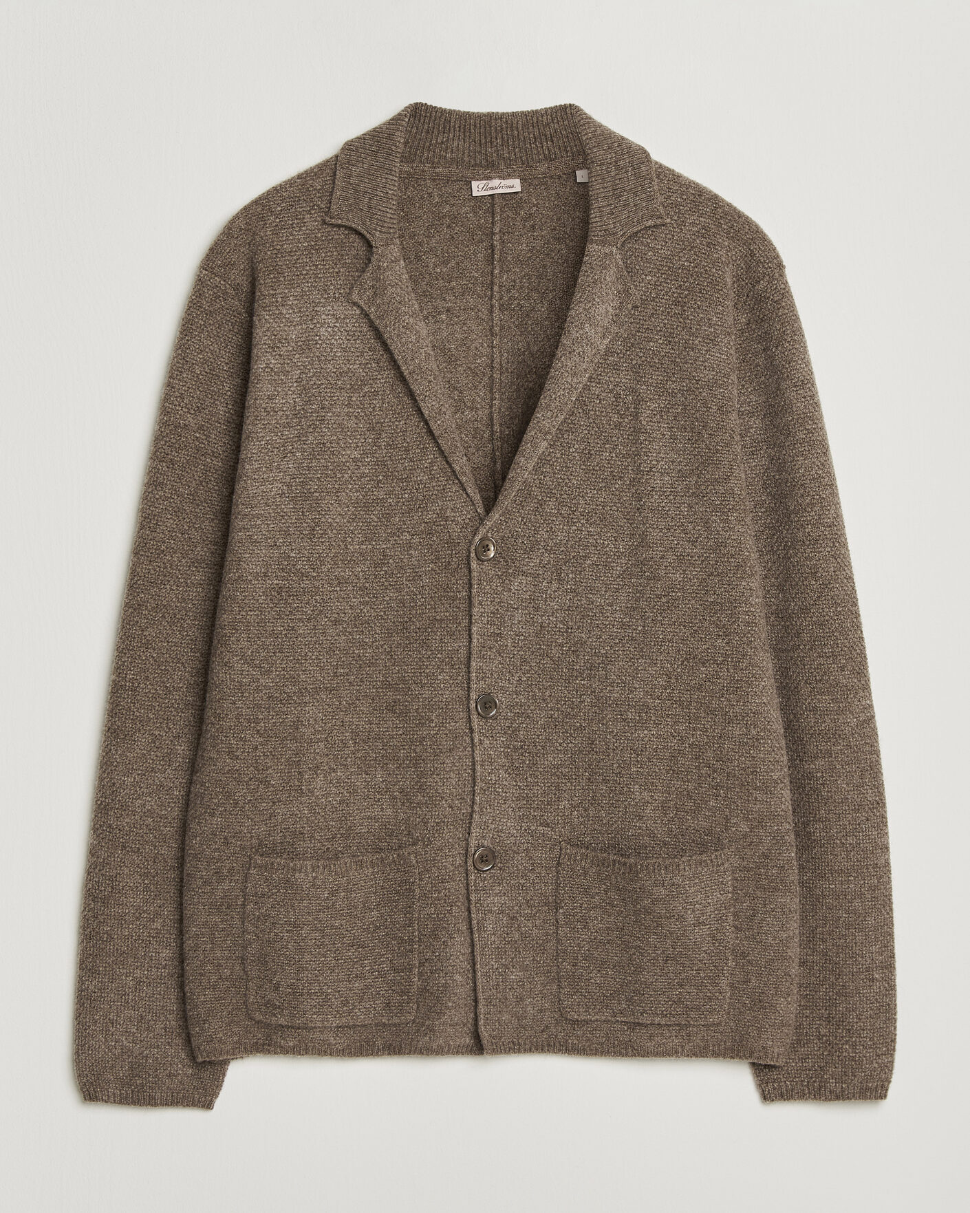 Heren | Truien | Stenströms | Knitted Yak/Merino Cardigan Blazer Brown