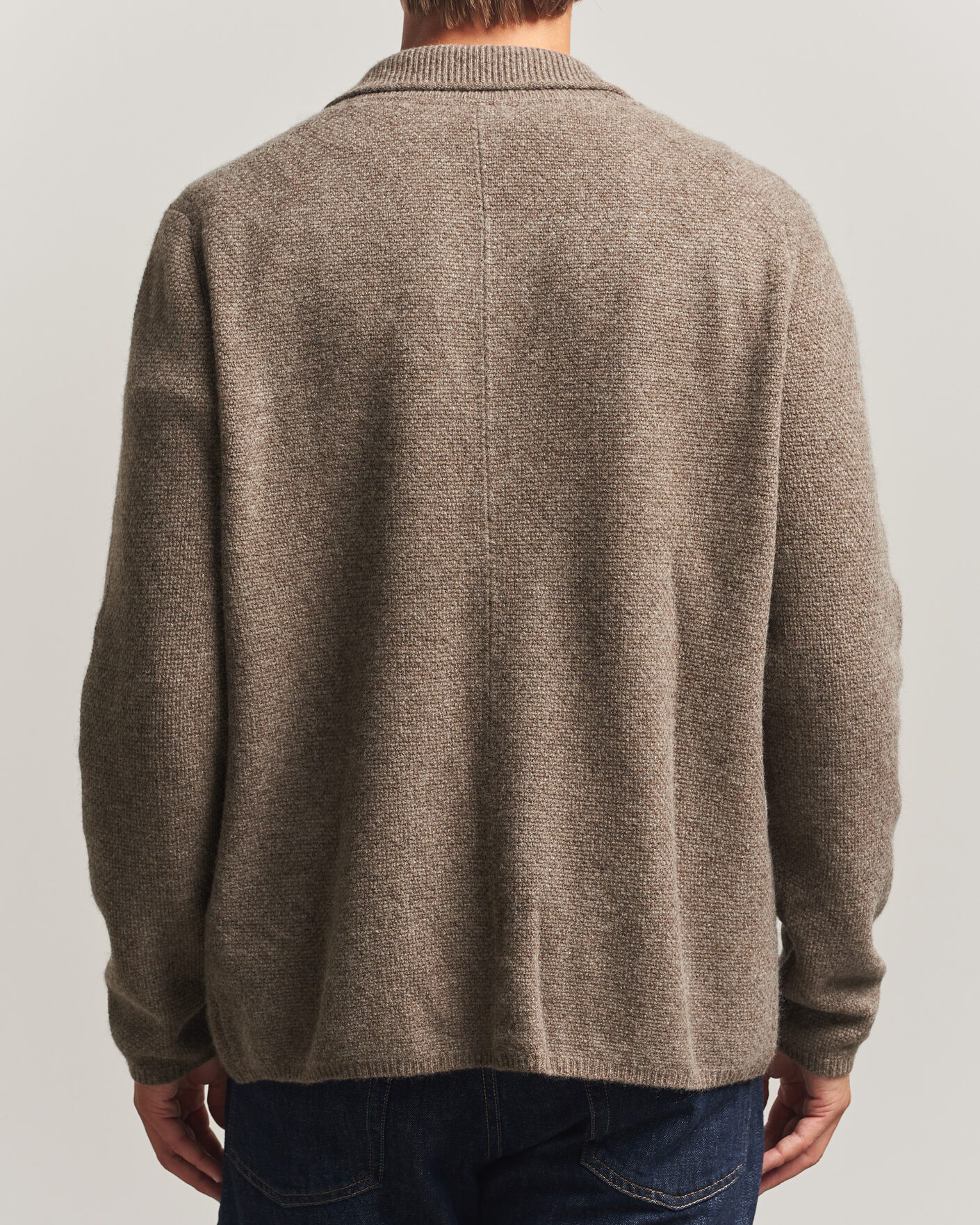 Heren | Truien | Stenströms | Knitted Yak/Merino Cardigan Blazer Brown
