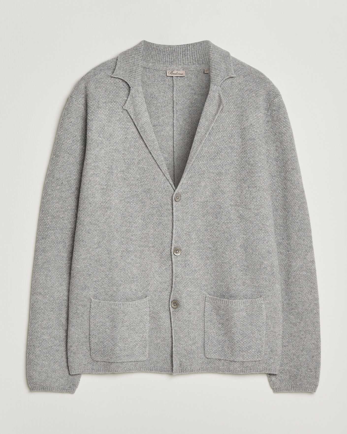 Heren | Truien | Stenströms | Knitted Yak/Merino Cardigan Blazer Grey