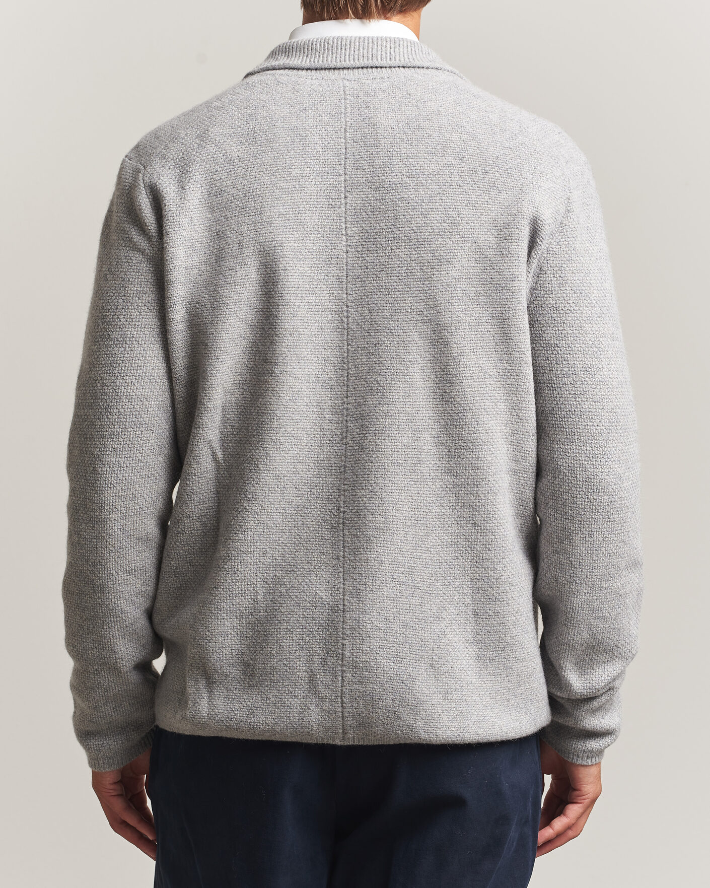 Heren | Truien | Stenströms | Knitted Yak/Merino Cardigan Blazer Grey