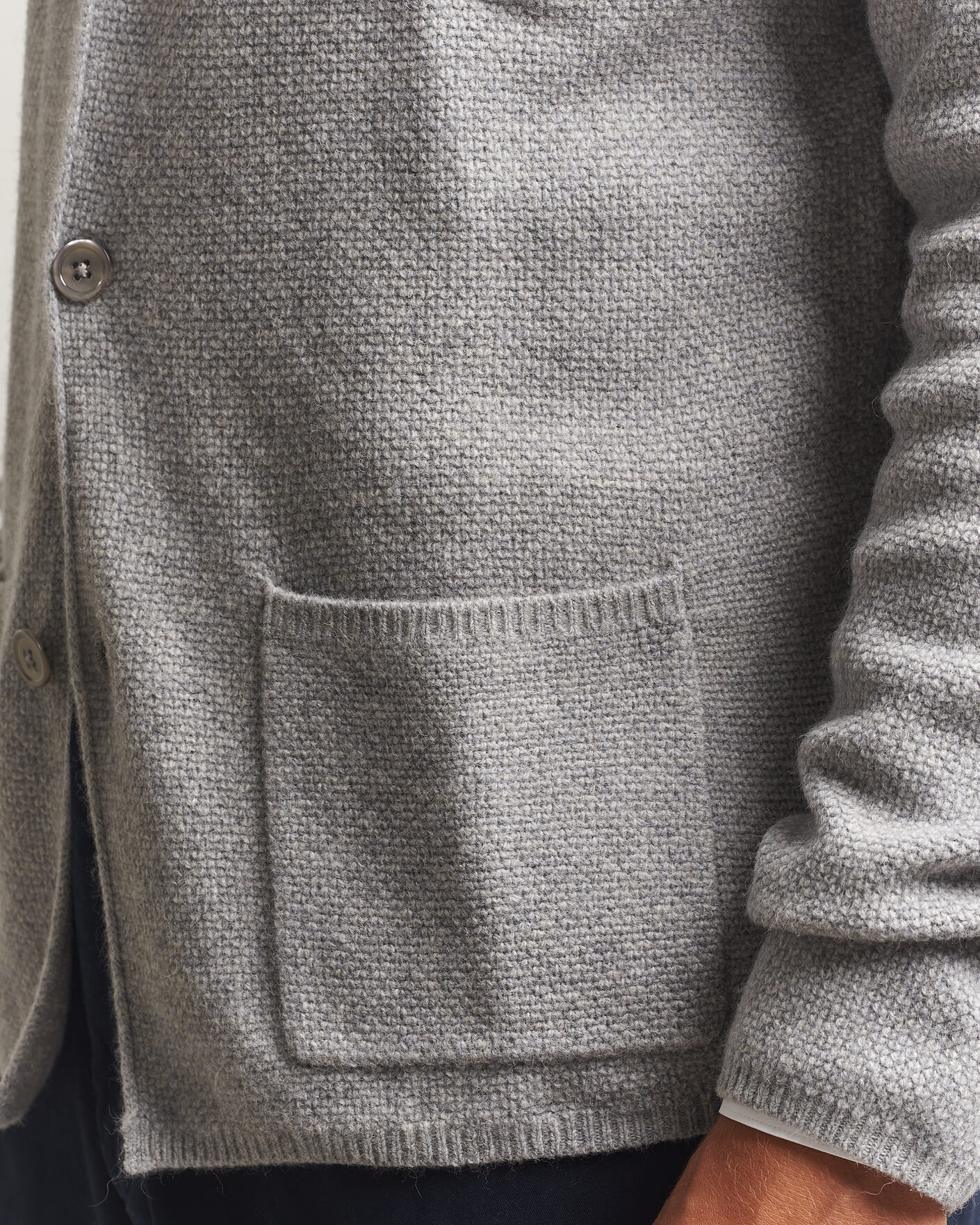 Heren | Truien | Stenströms | Knitted Yak/Merino Cardigan Blazer Grey