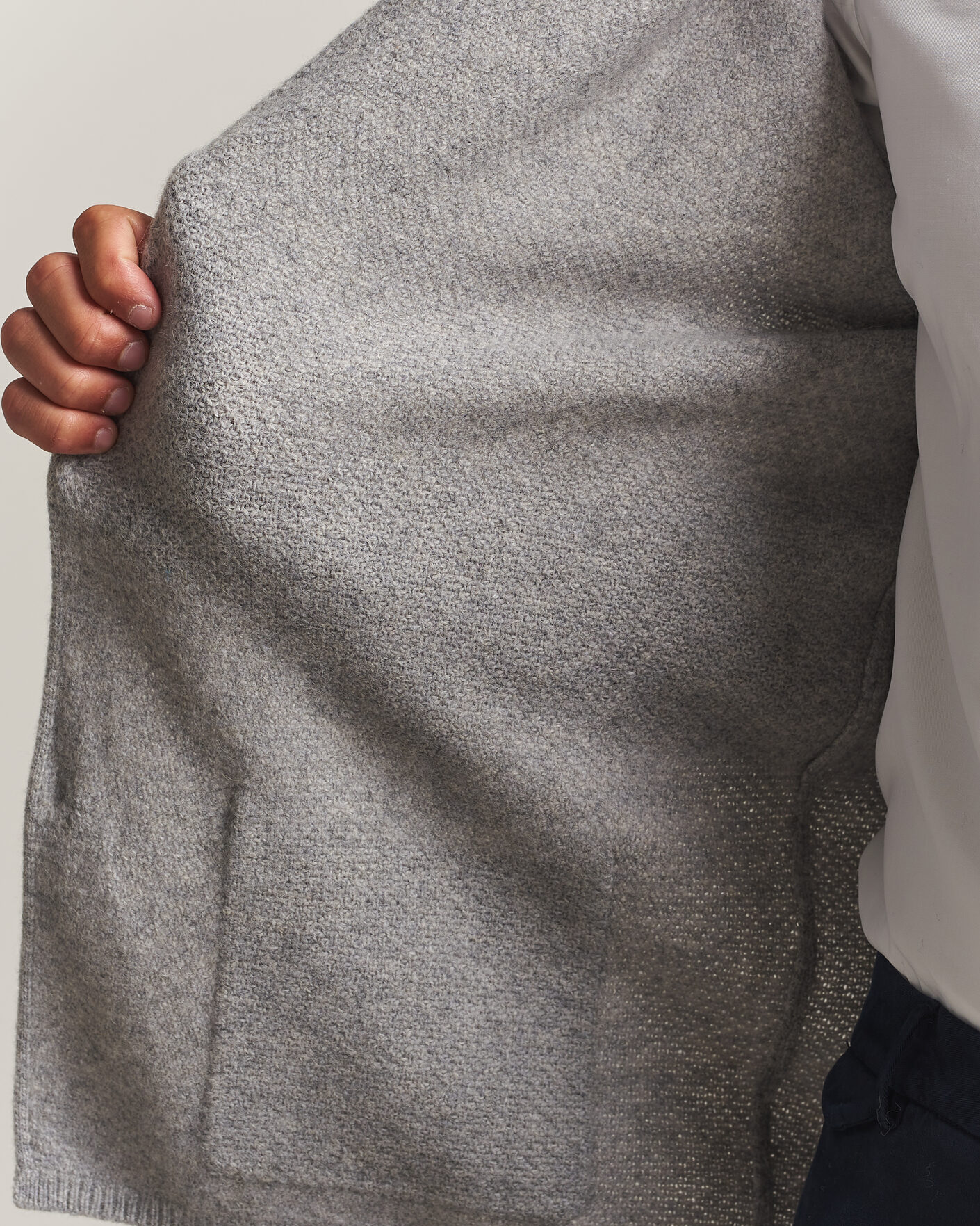 Heren | Truien | Stenströms | Knitted Yak/Merino Cardigan Blazer Grey