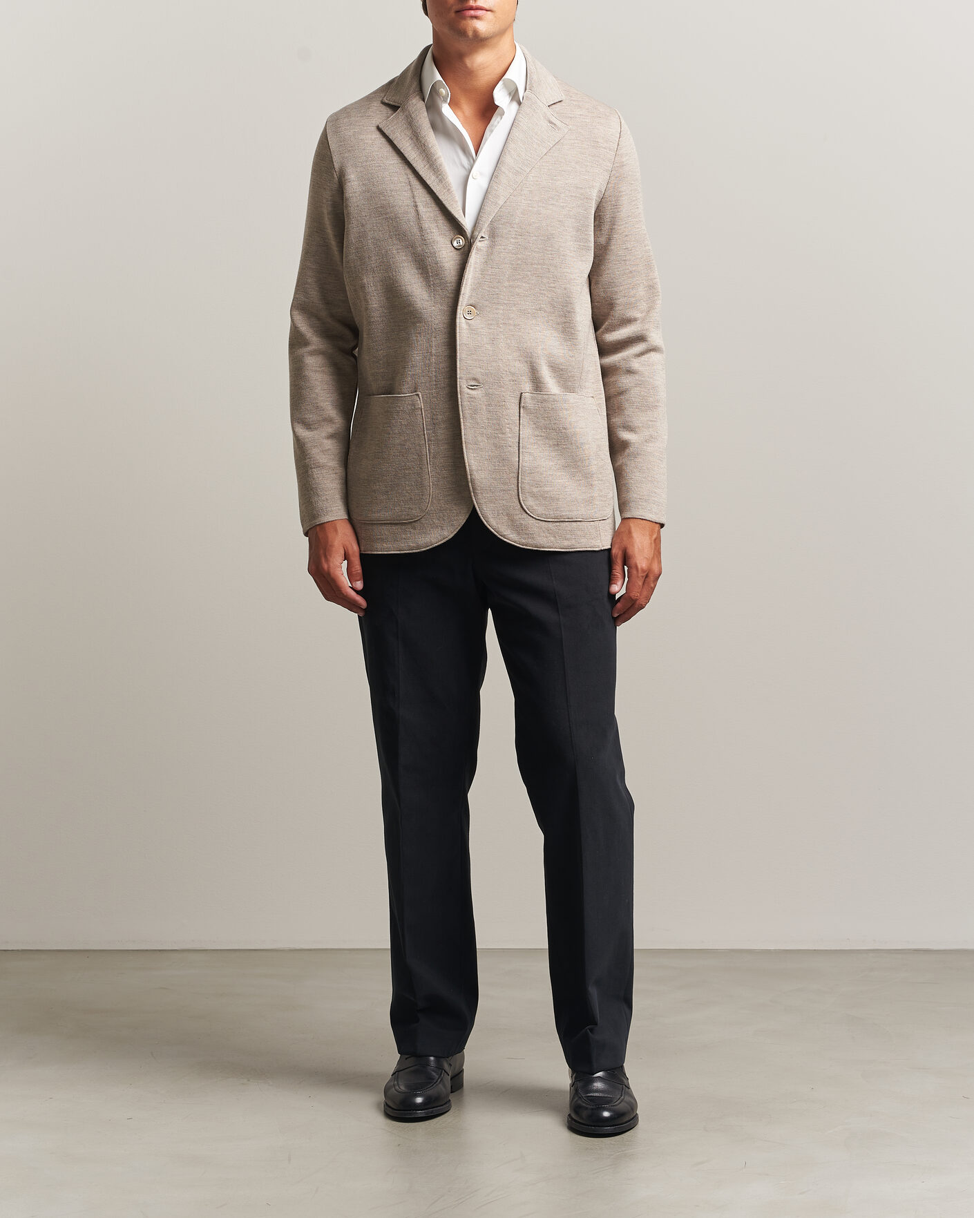 Heren | Blazers | Stenströms | Milano Knitted Merino Blazer Beige
