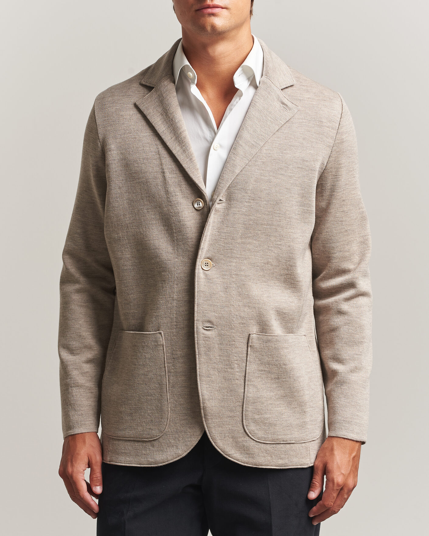 Heren | Blazers | Stenströms | Milano Knitted Merino Blazer Beige