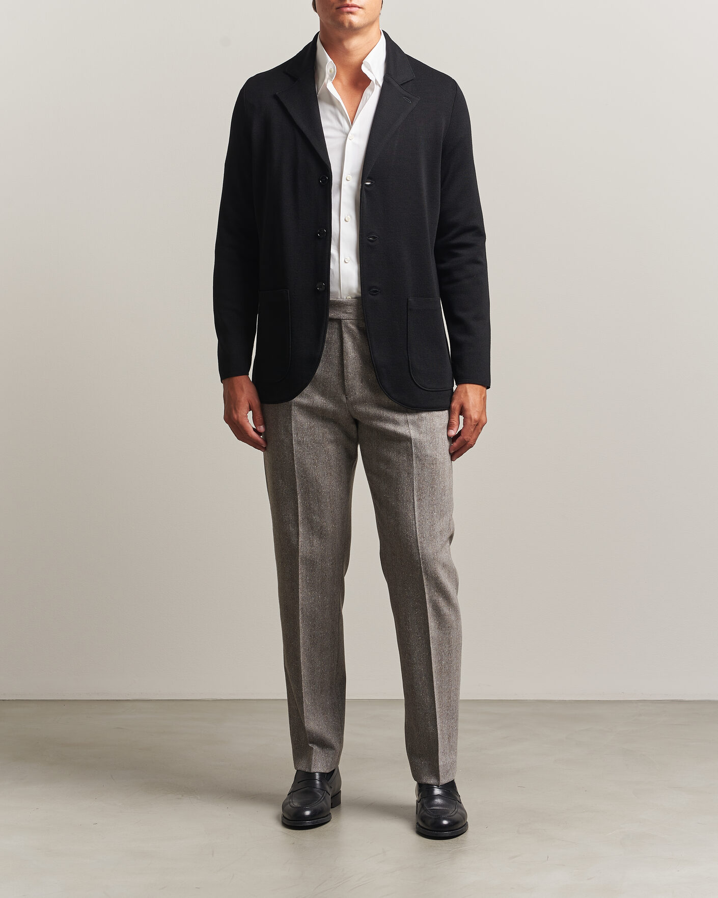 Heren | Blazers | Stenströms | Milano Knitted Merino Blazer Black